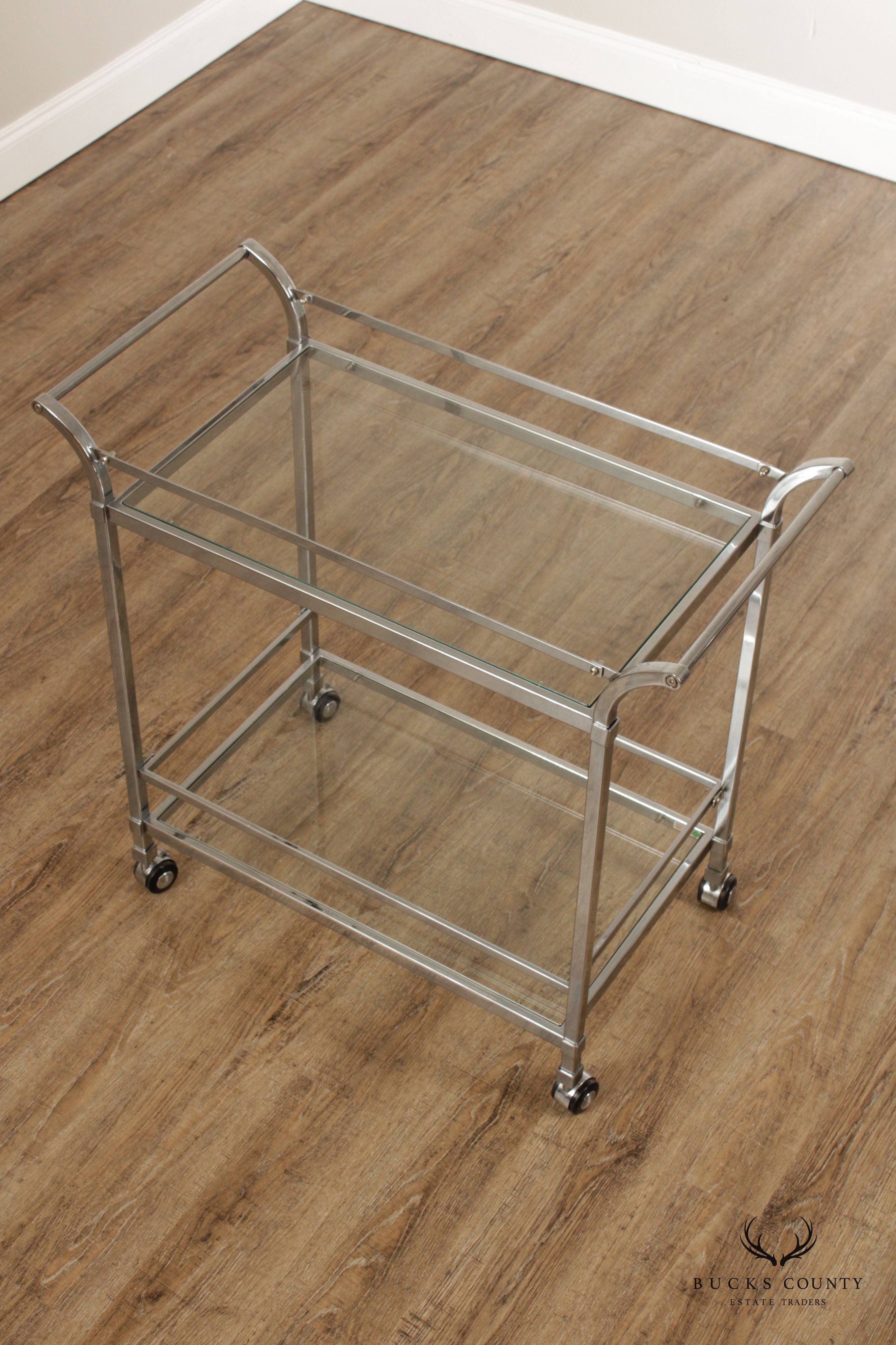 Vintage Chrome and Glass Trolley or Bar Cart