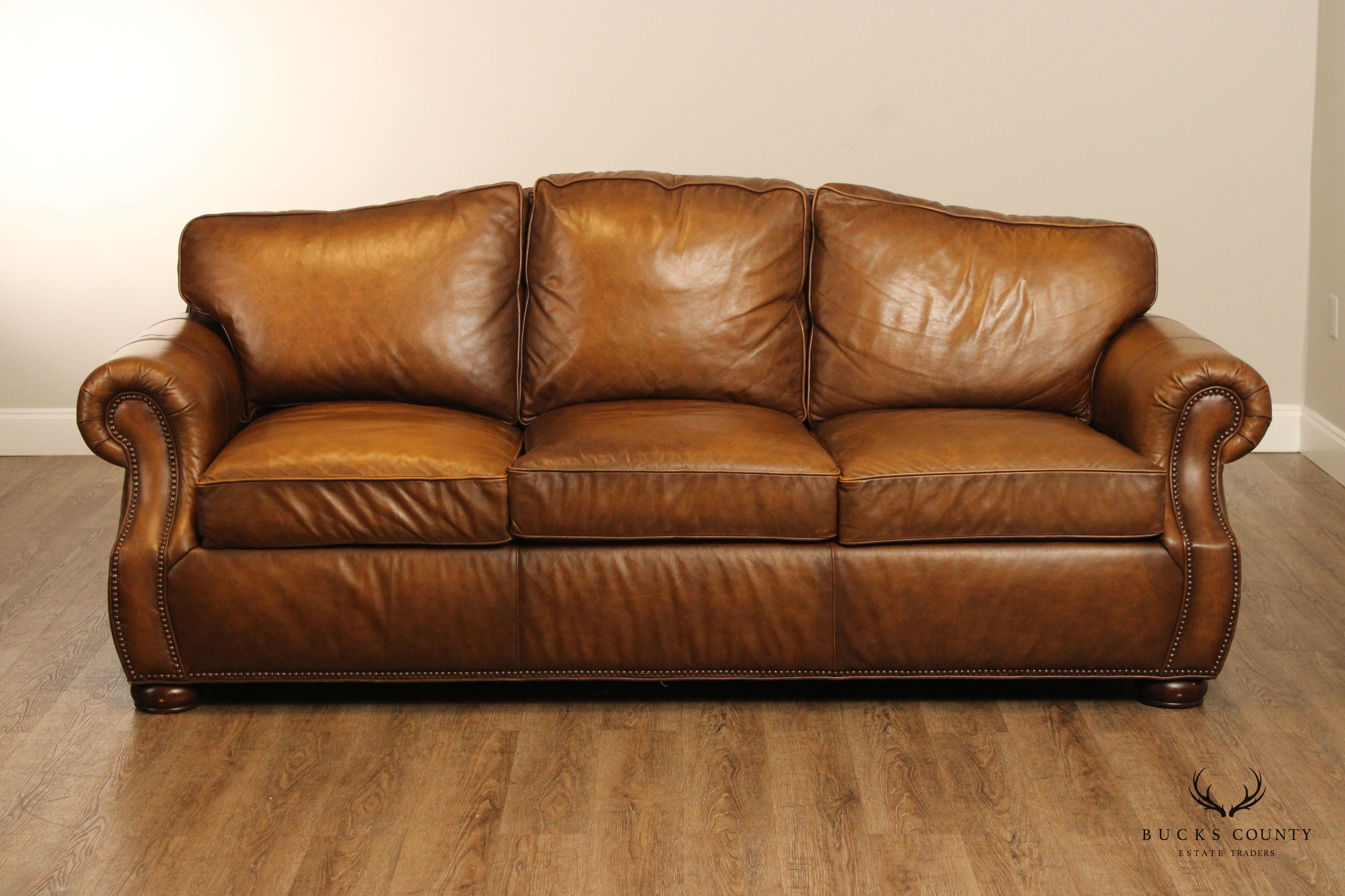 Century Trading Co. Camelback Leather Sofa