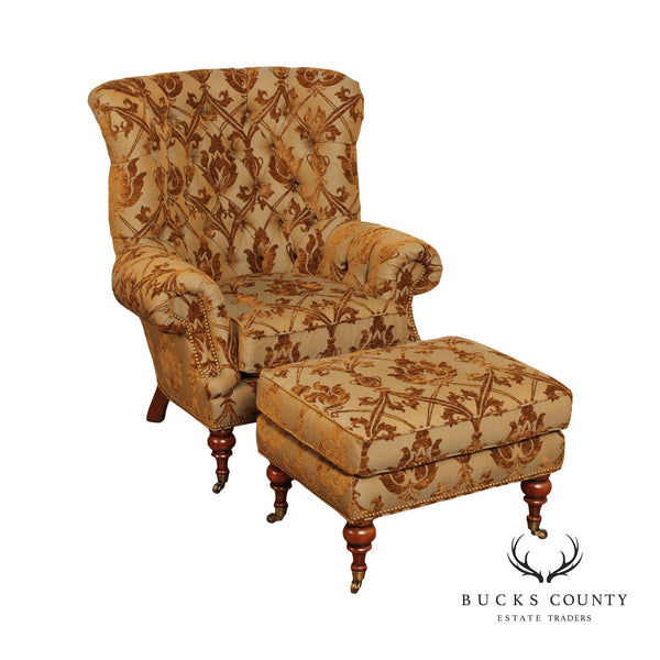E.J. Victor Tufted 'Kensington' Wing Chair And Ottoman