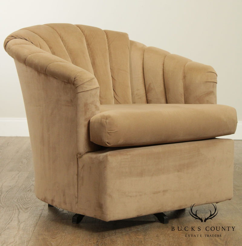 Mid Century Modern Style Channel Back Swivel Club Chair