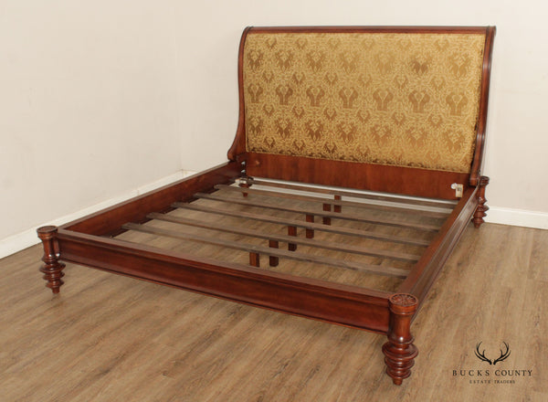 Traditional Upholstered Mahogany King Size Sleigh Bed