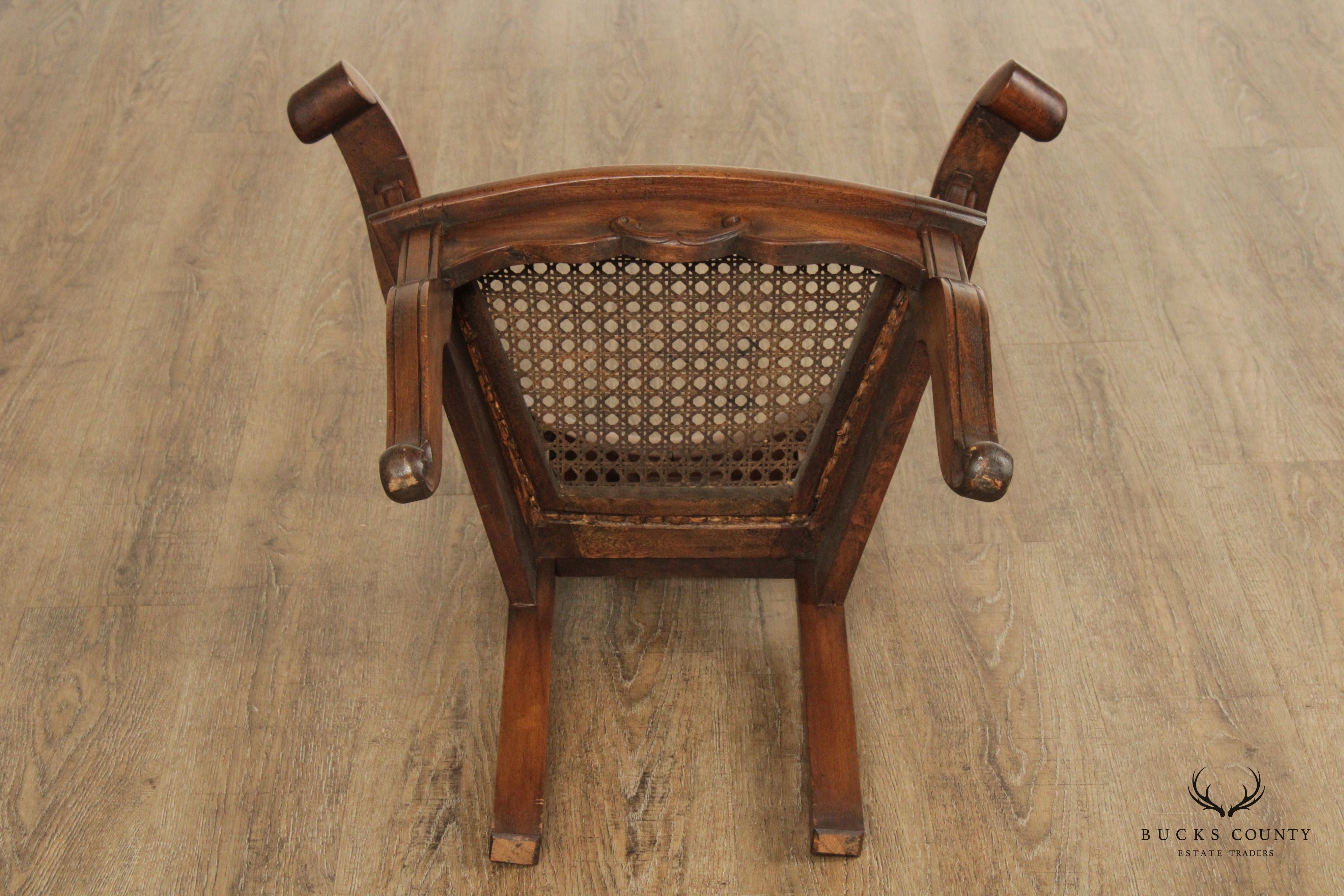 Anglo Indian Padauk Wood Cane Seat Armchair