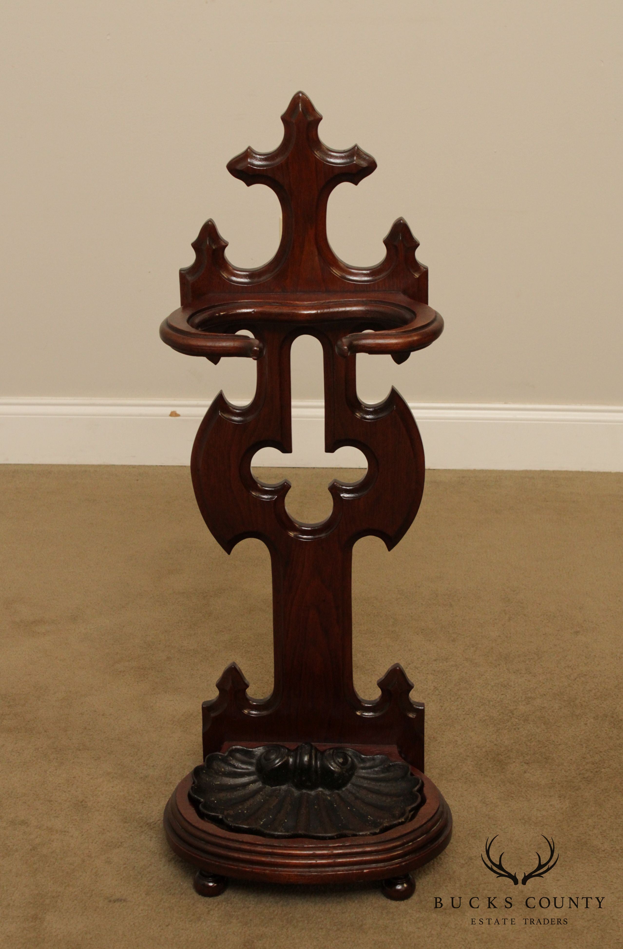 Antique Victorian Walnut Umbrella Stand