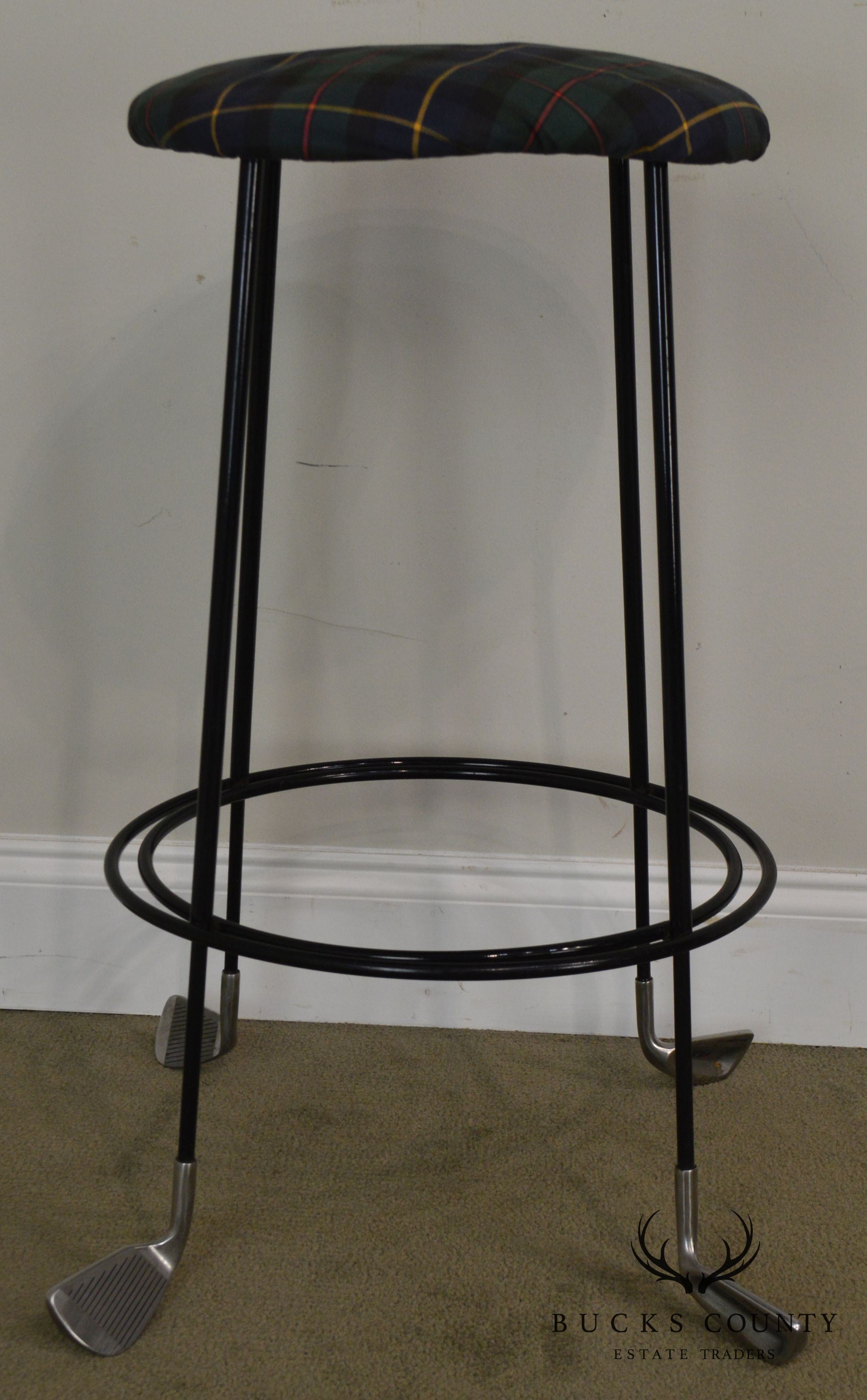 Custom Pair Iron Golf Club Counter Bar Stools