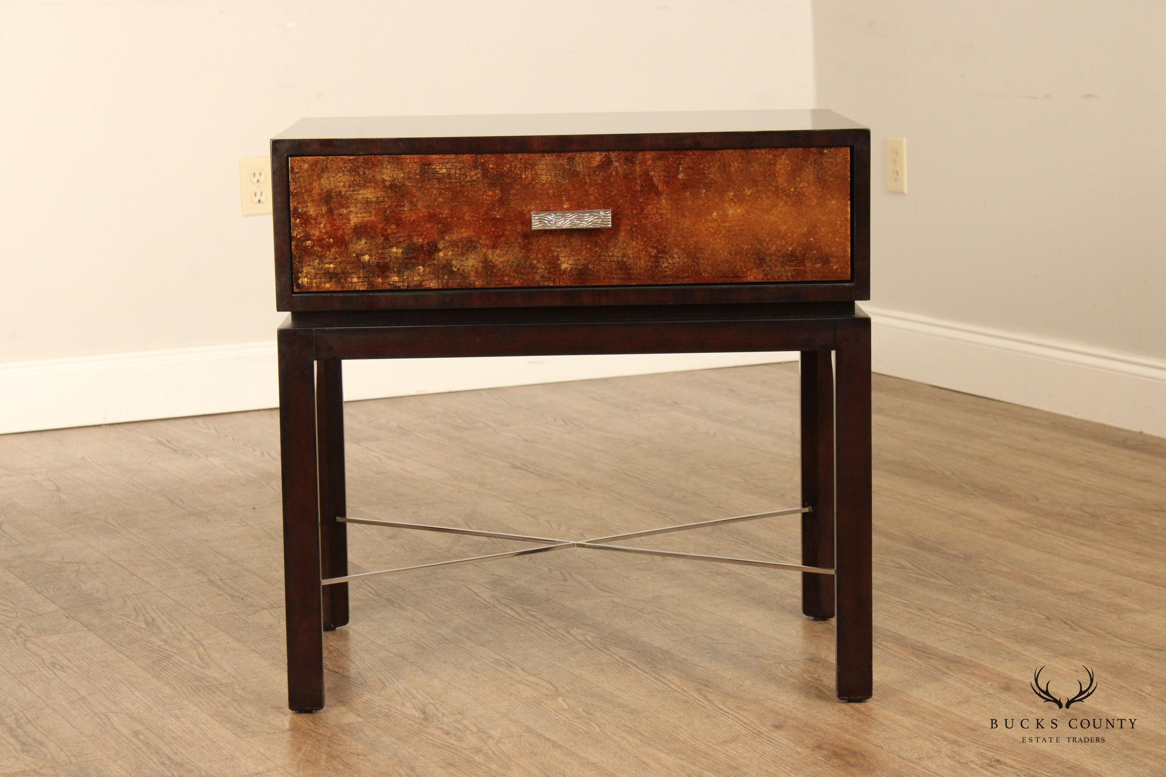 Theodore Alexander Contemporary 'Gold Leaf' One-Drawer Side Table