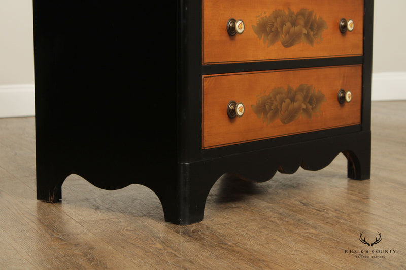 L. Hitchcock Ebonized and Stencil-Painted Chest of Drawers