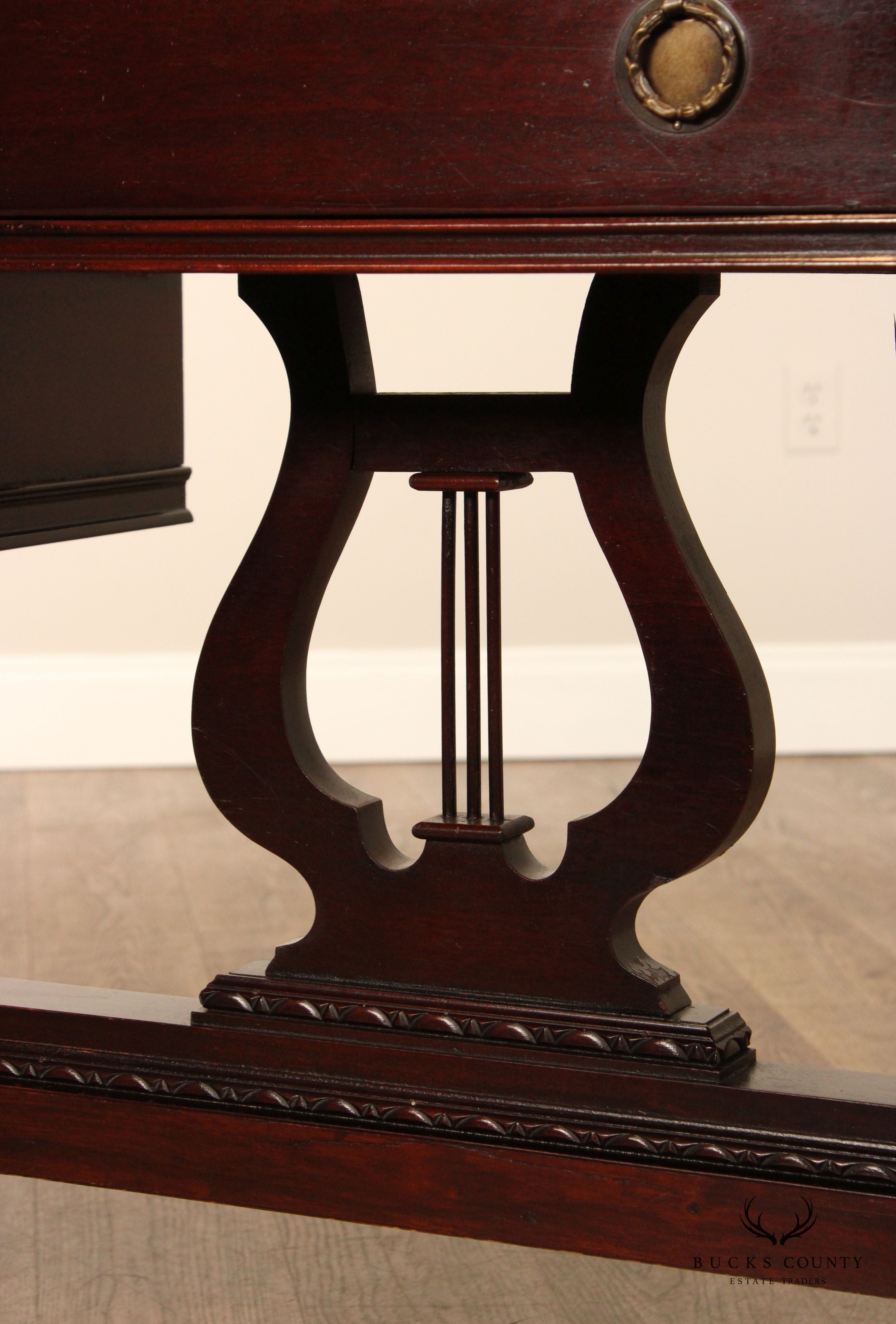 1940's Regency Style Mahogany Lyre-Base Vanity Or Writing Desk