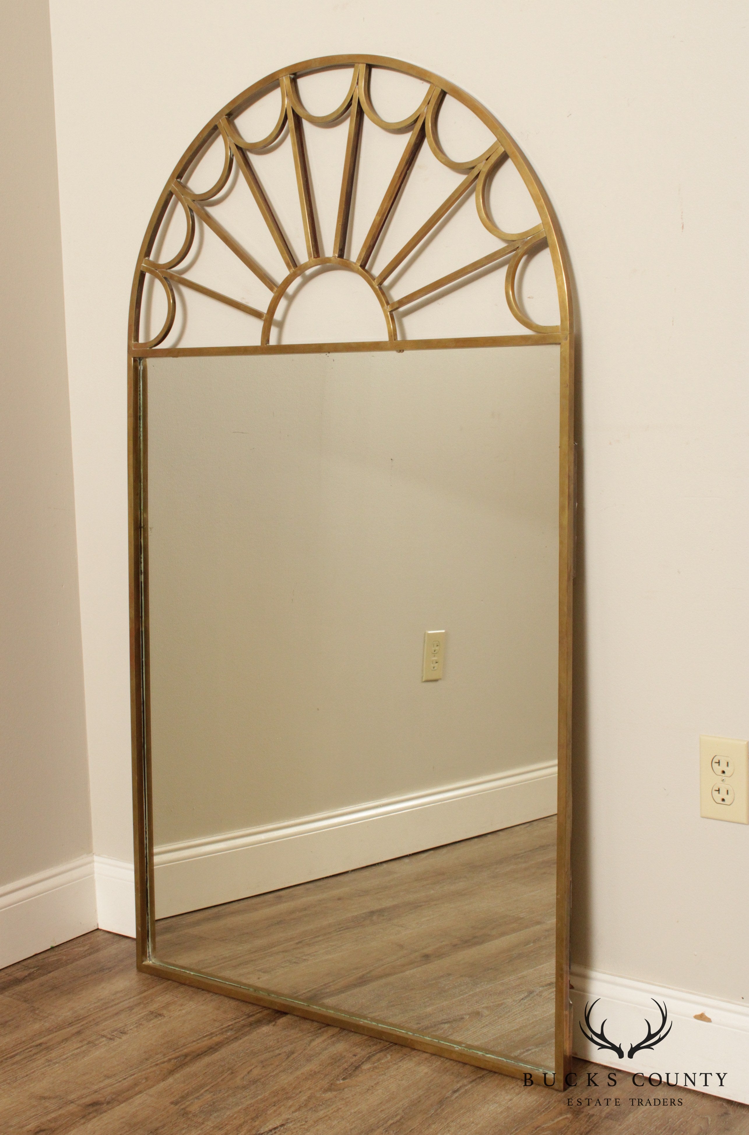 Vintage Hollywood Regency Brass Arch Mirror