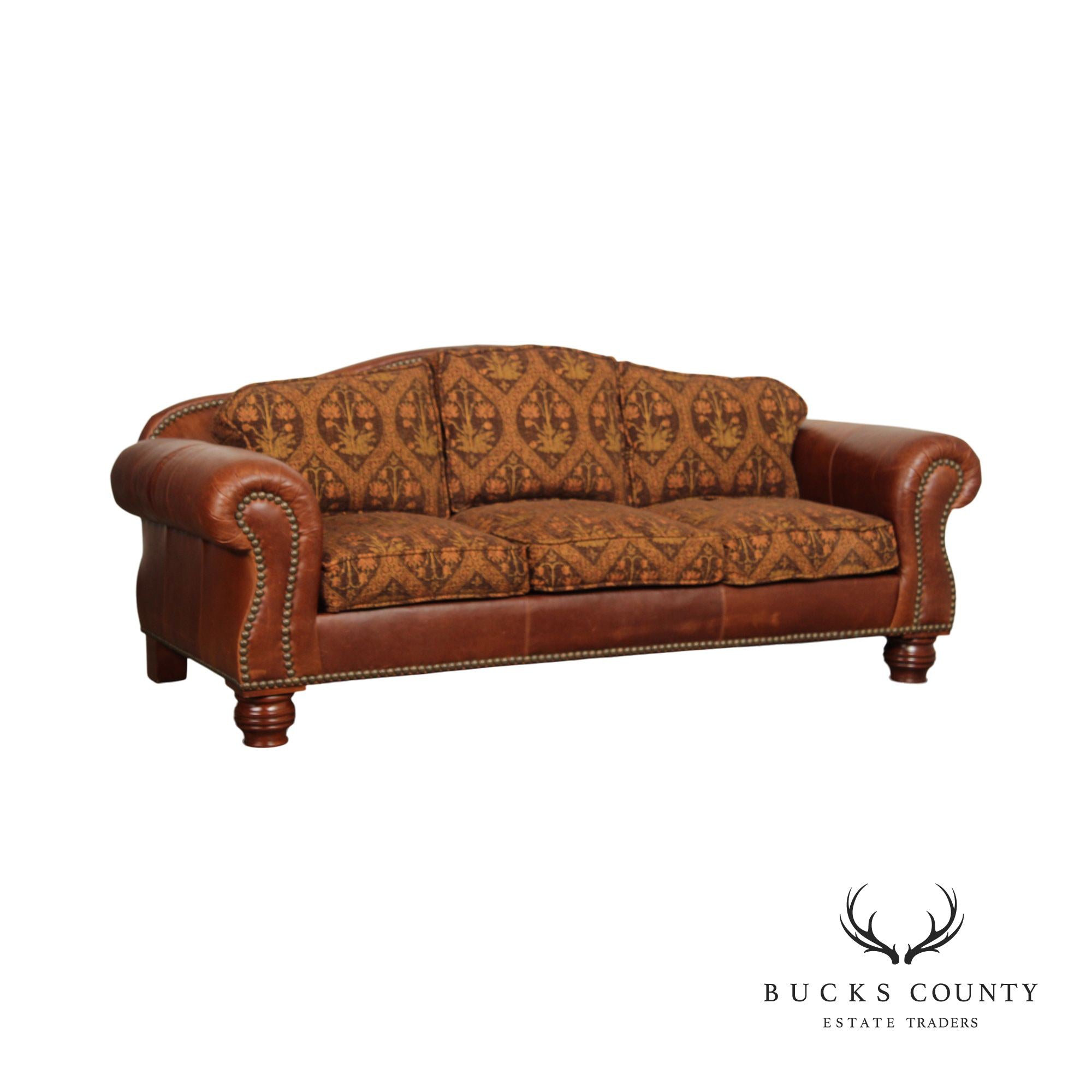 Lillian August Rustic Style Leather Sofa