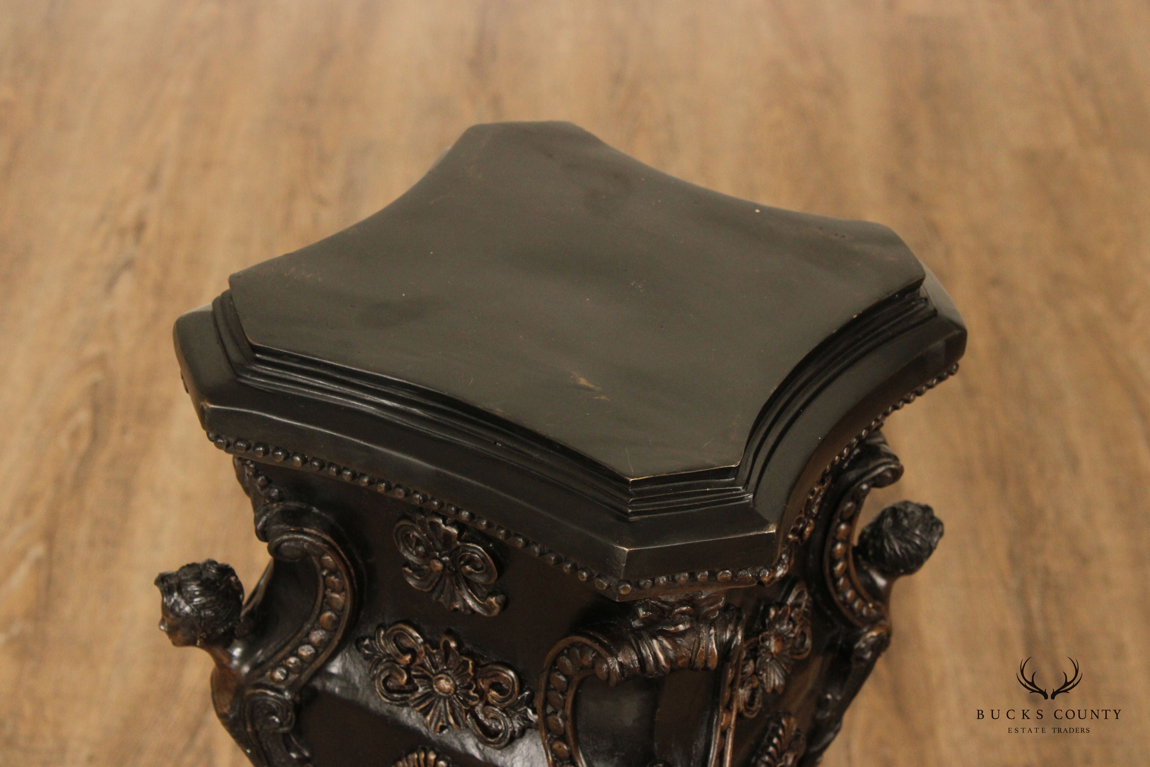 Baroque Style Patinated Bronze Pedestal