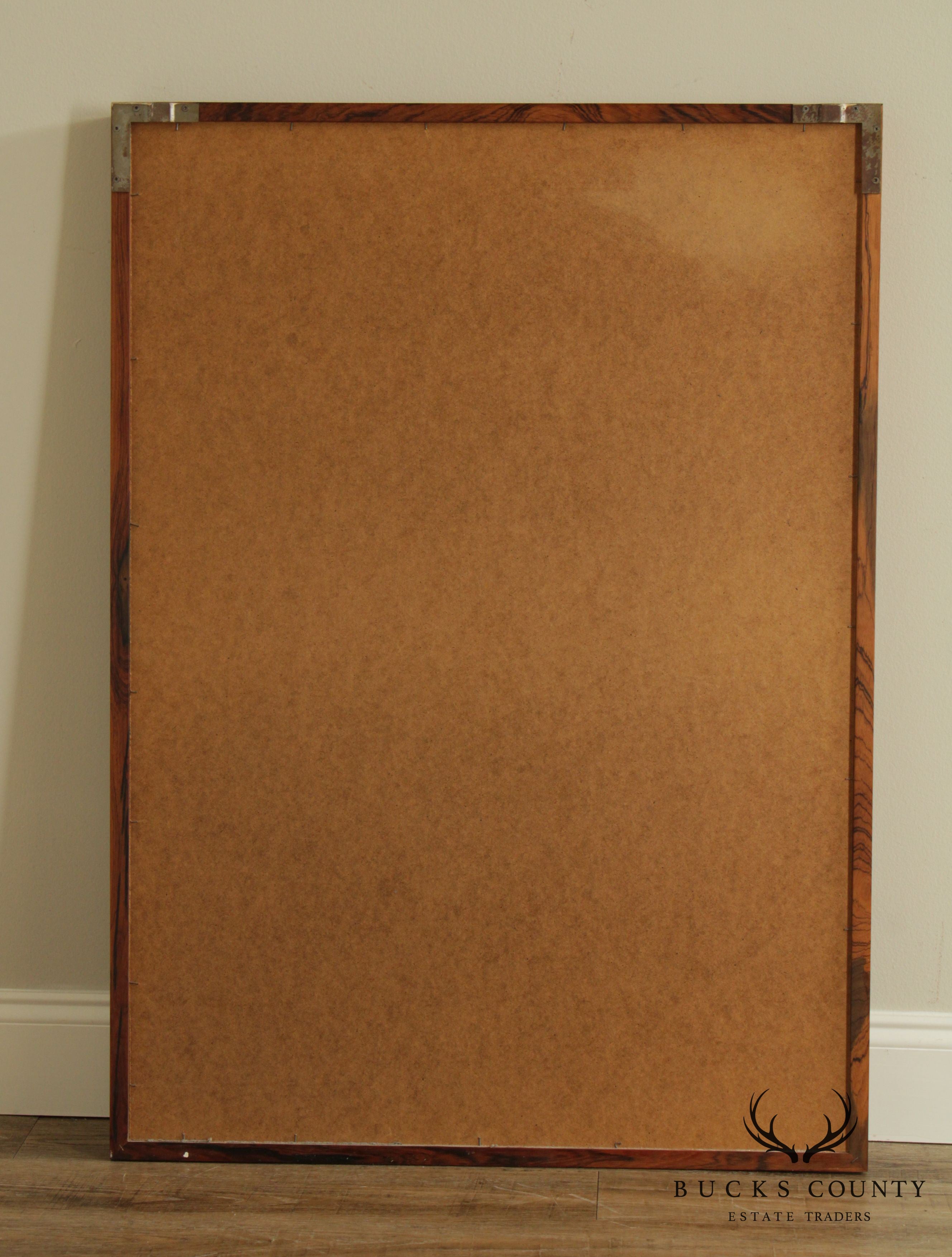 Danish Modern Mid Century Rosewood Rectangular Wall Mirror