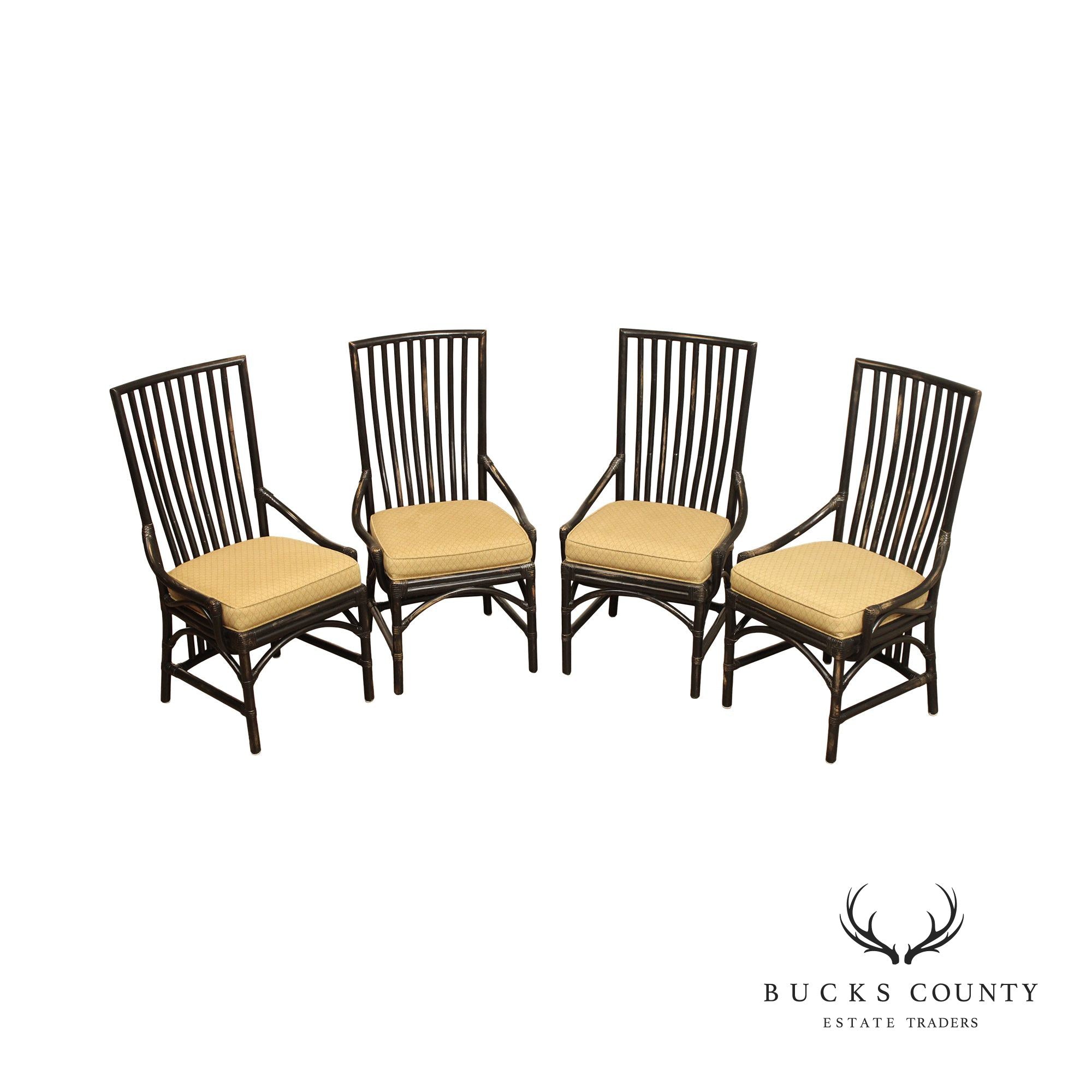 David Francis Set Four Rattan Dining Chairs