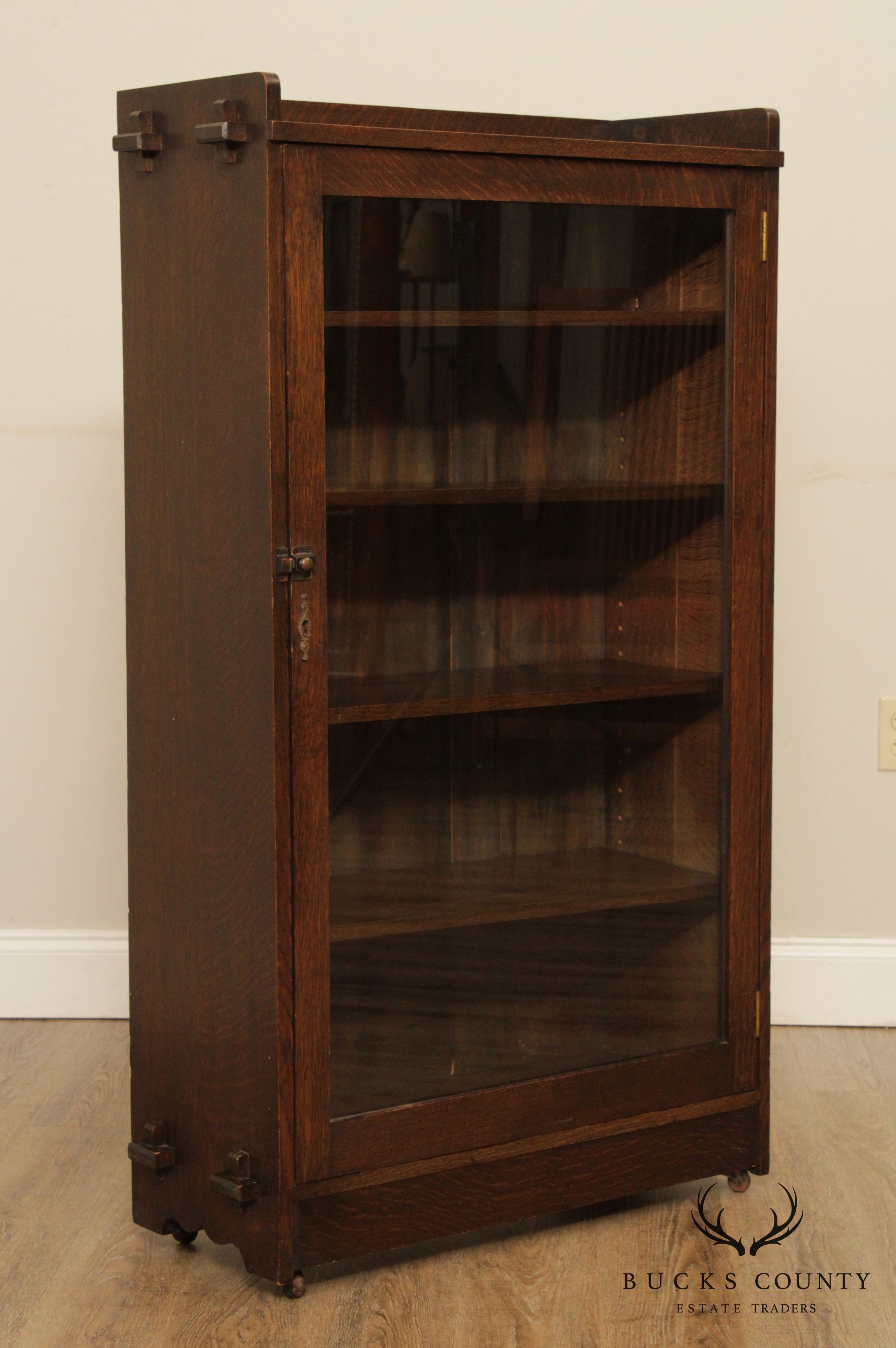 Antique Mission Oak Single Door Bookcase