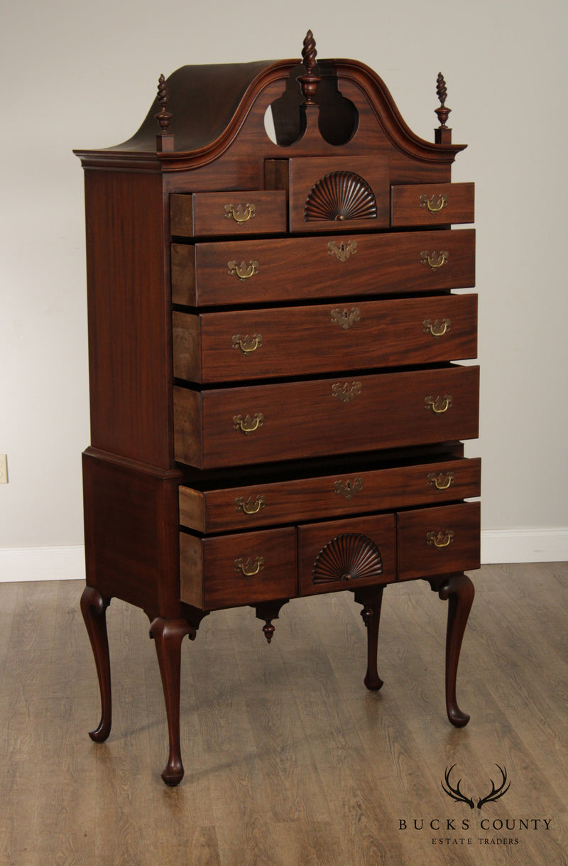 Custom Quality Antique Reproduction Mahogany New England Queen Anne Highboy