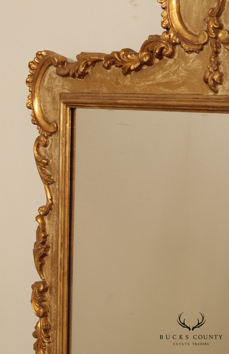 Vintage French Louis XV Style Carved Gilt Frame Wall Mirror