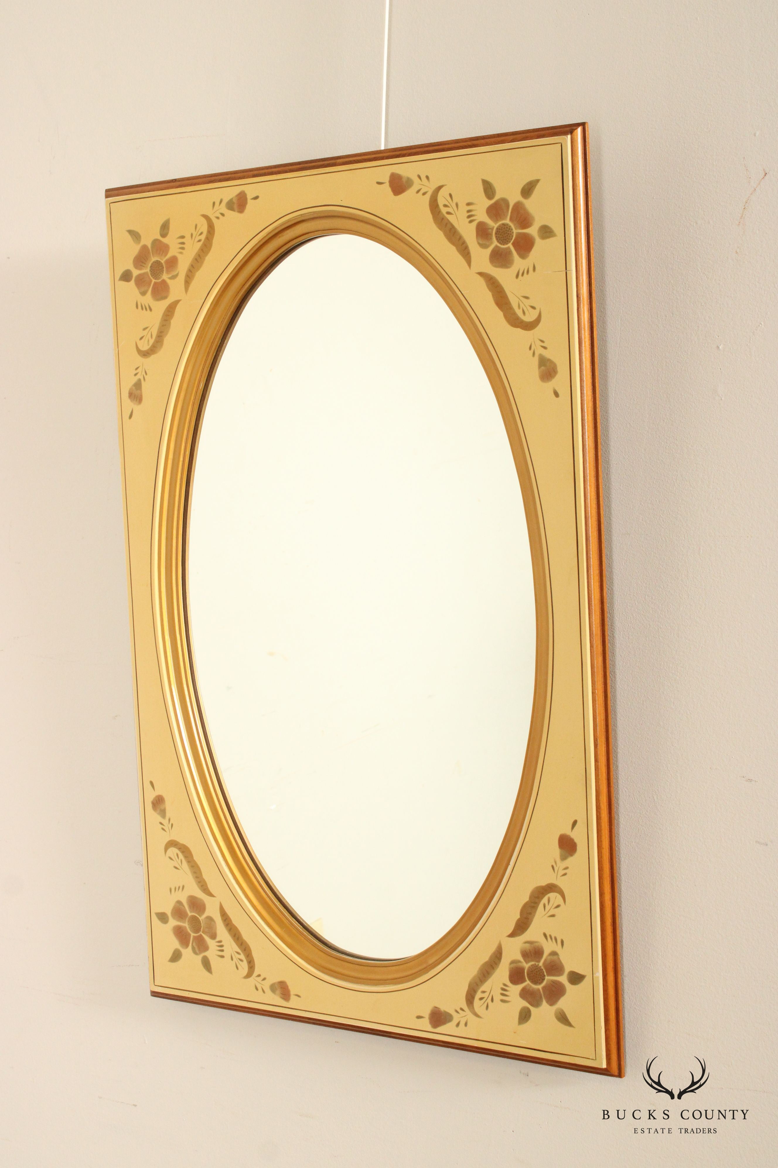 Ethan Allen Farmhouse Style Stencil-Painted Wall Mirror