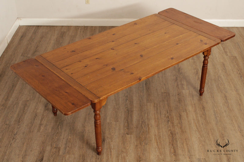 Farmhouse Style Rustic Pine Extendable Dining Table Bucks County Estate Traders