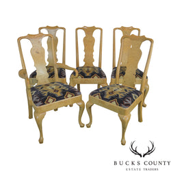 Henredon Burl Wood Set of 5 Vintage Dining Chairs
