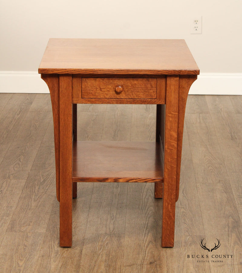 Mission Style Solid Oak Custom Quality Pair Of Side Tables