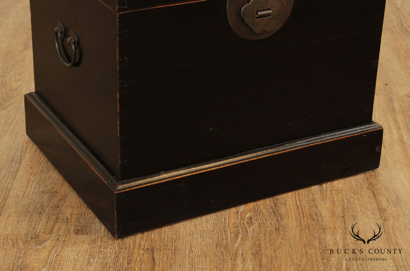 Vintage Asian Dovetailed Lidded Chest Side Table