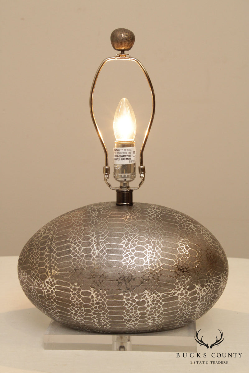 Quality Modern Silvered Table Lamp on Lucite Base