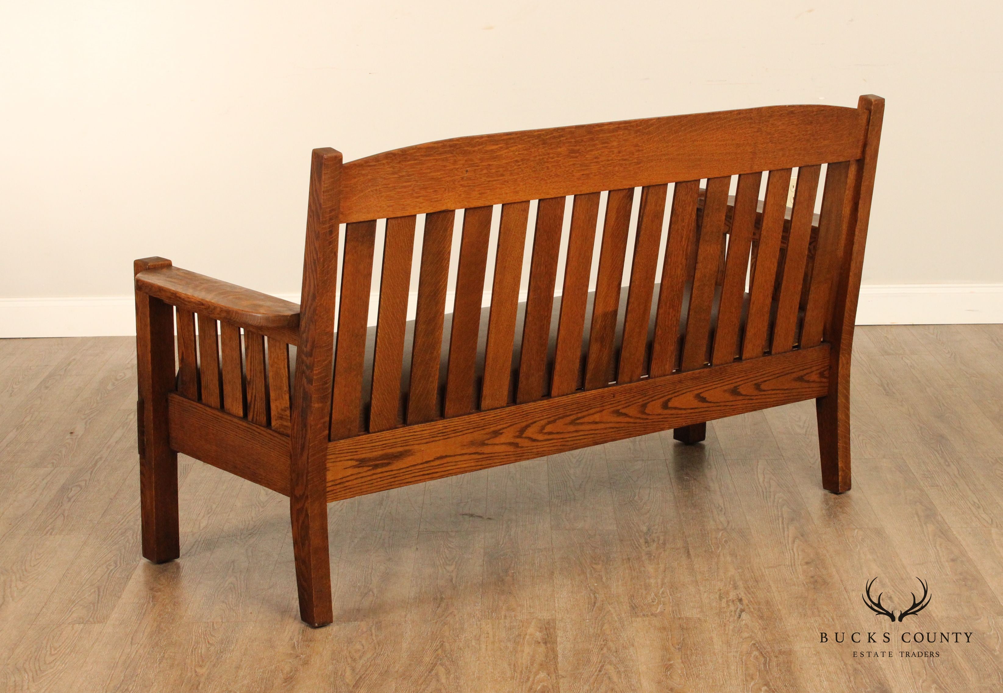 Harden Antique Mission Oak Slatted Settee