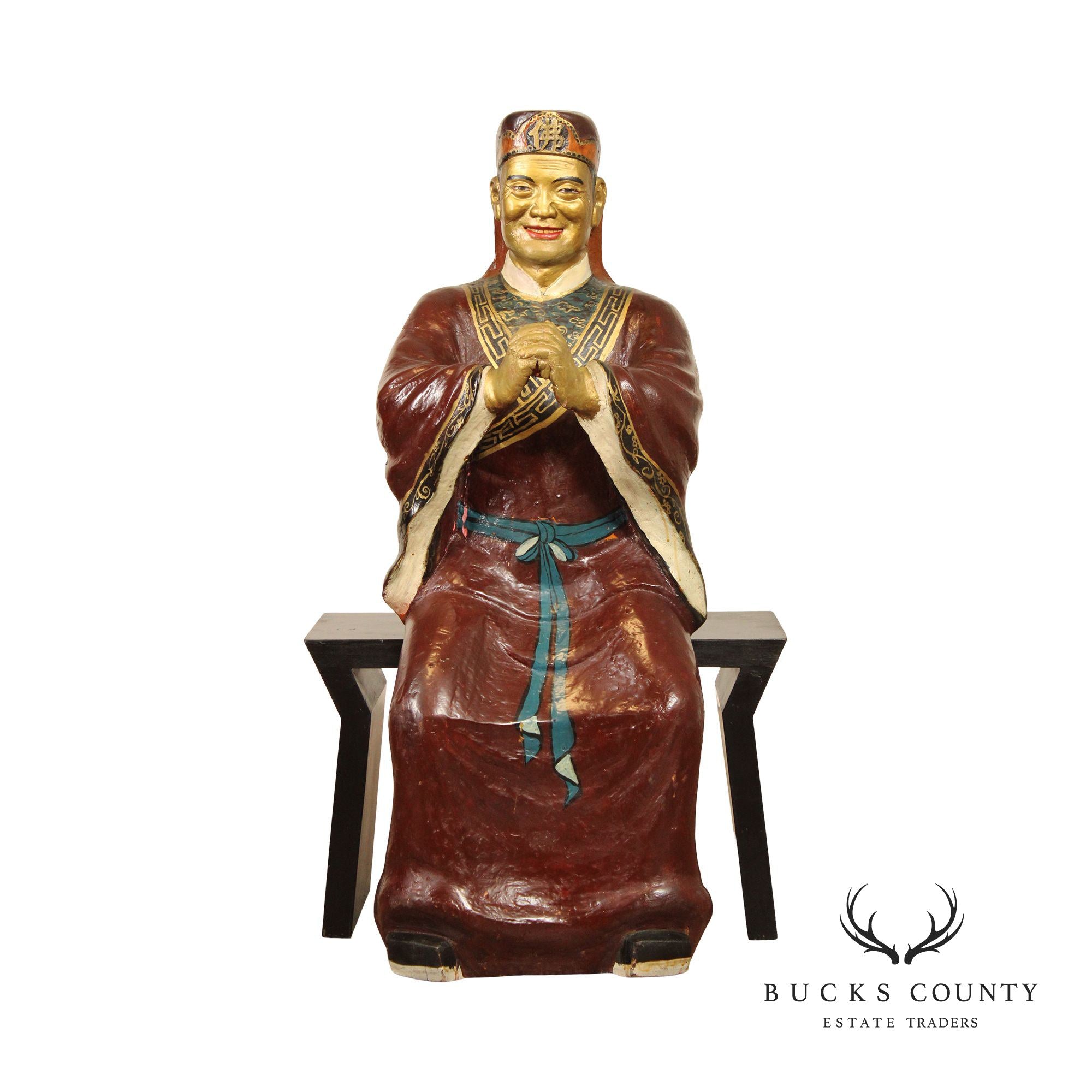 Chinese Polychrome and Gilt Painted Votive Figure