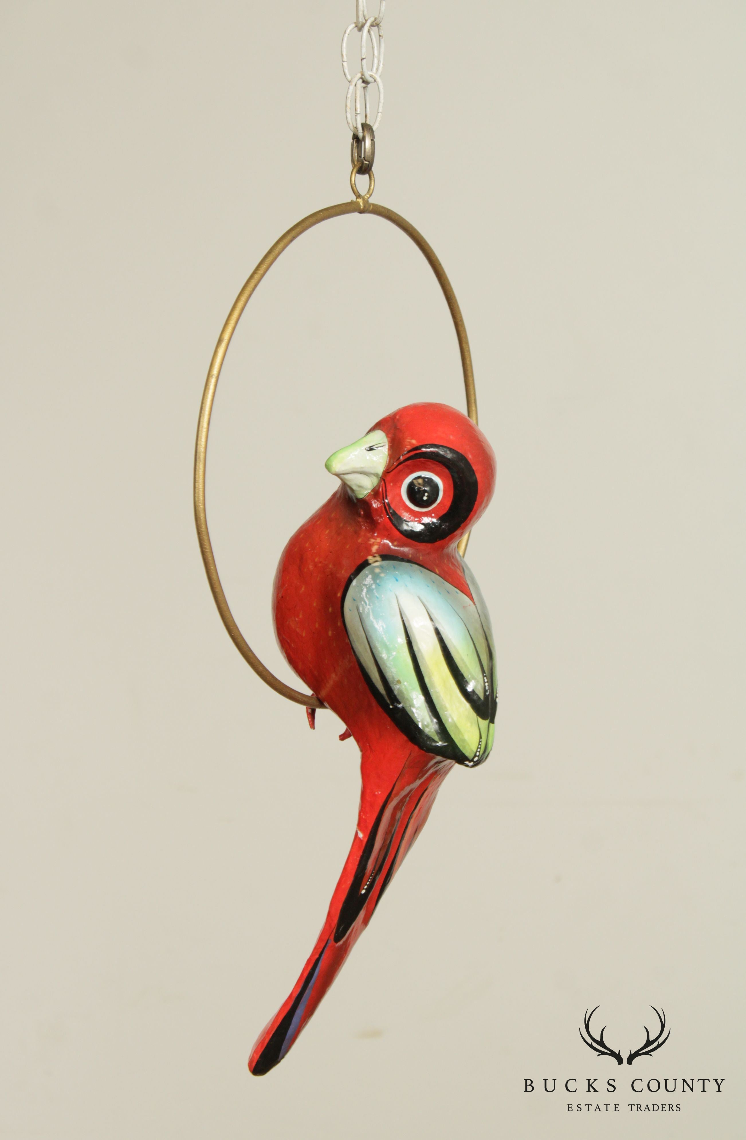 Tonala Mexico Folk Art Hanging Bird Sculpture