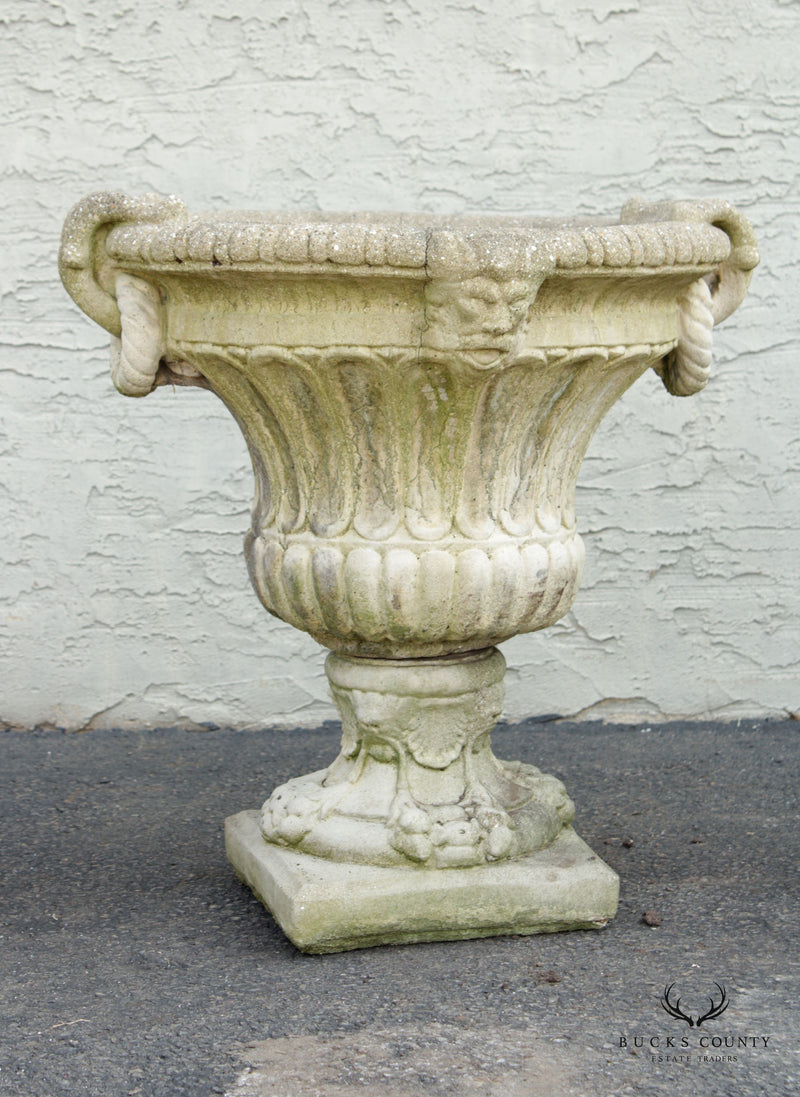 Neoclassical Style Large Pair of Cast Stone Urns