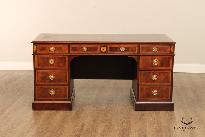 Hekman Furniture 'Copley Place' Federal Style Inlaid Mahogany Pedestal Desk
