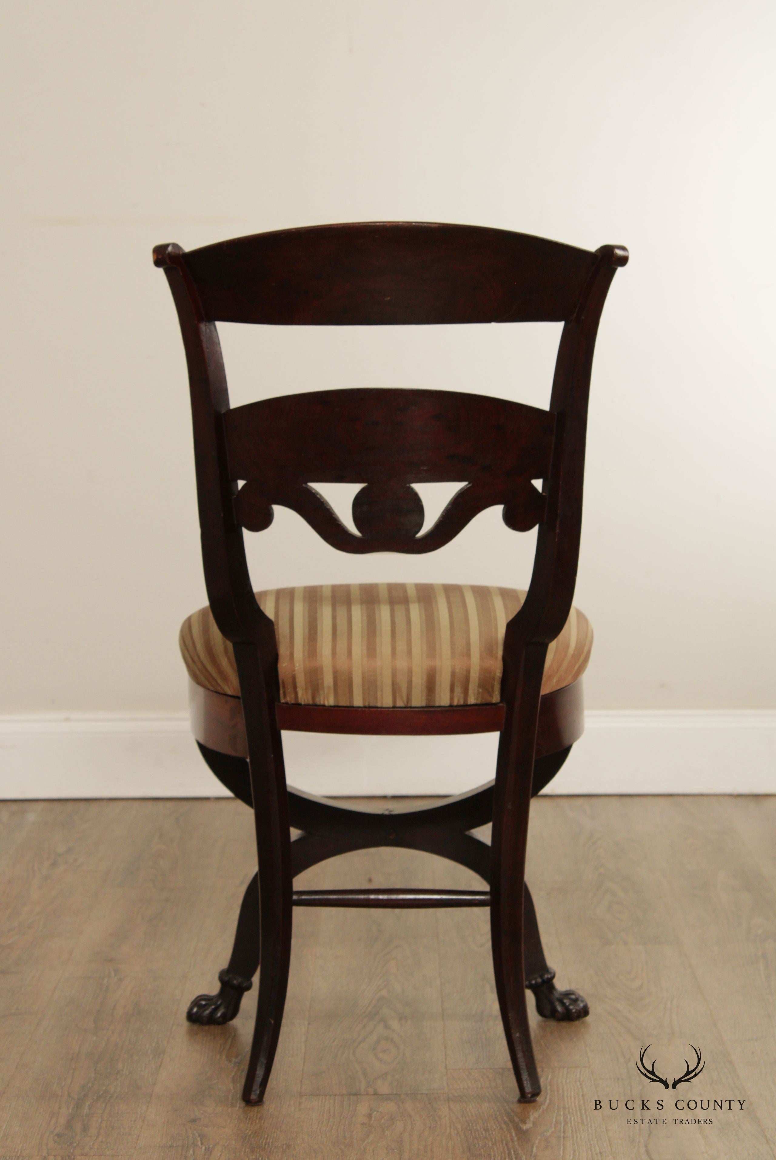 American American Classical Period Mahogany Side Music Chair