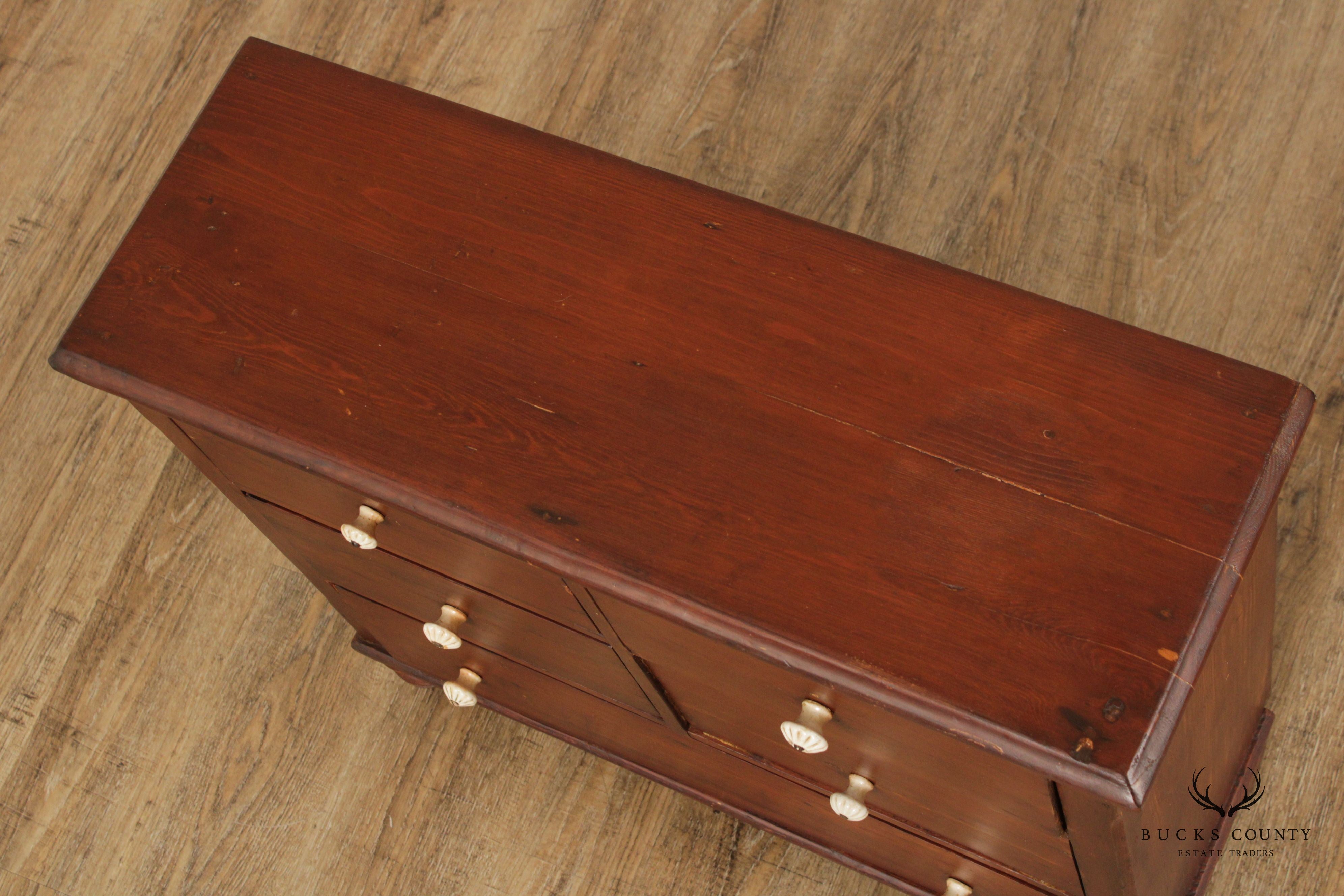 Antique 19th C. English Pine Apothecary Chest of Drawers