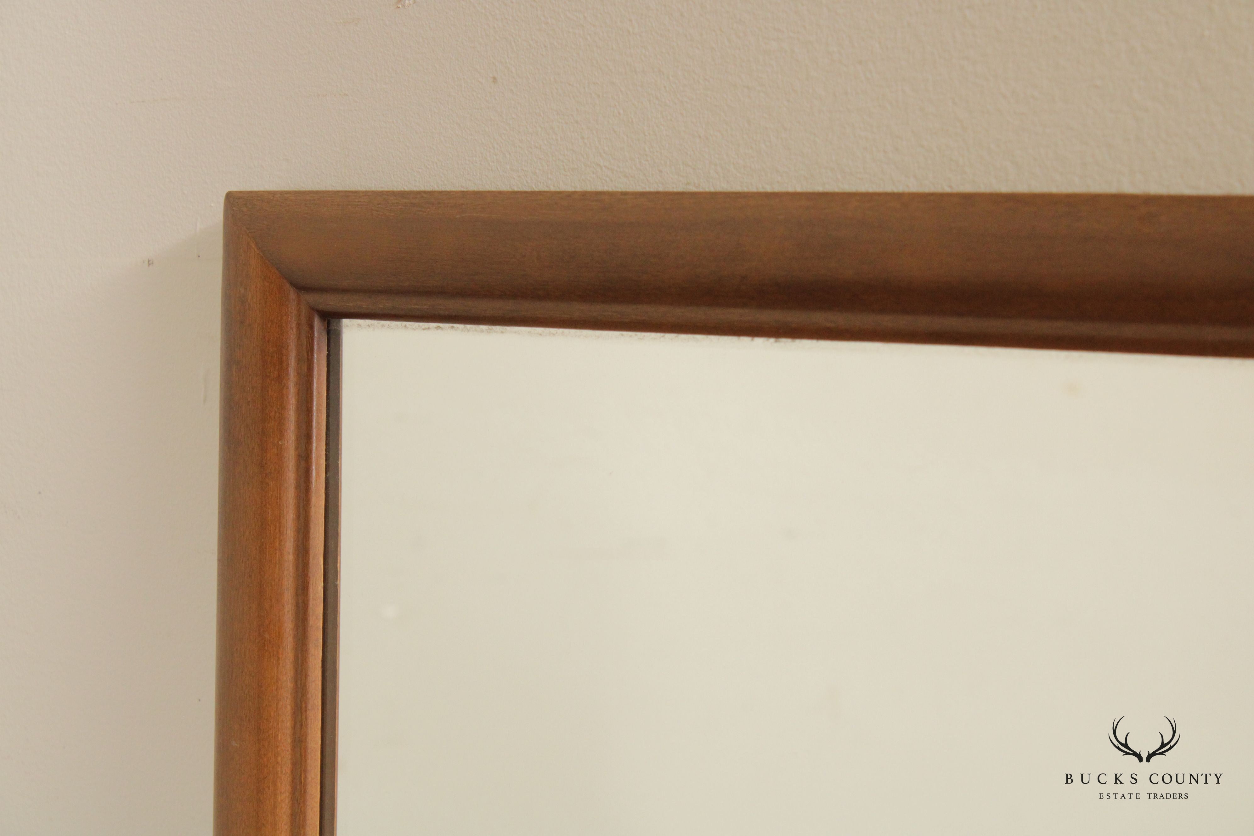 Mid Century Modern Vintage Walnut Rectangular Wall Mirror