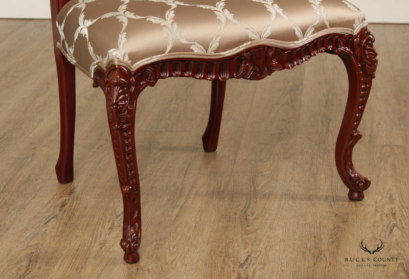Rococo Style Pair Carved Mahogany Side Chairs