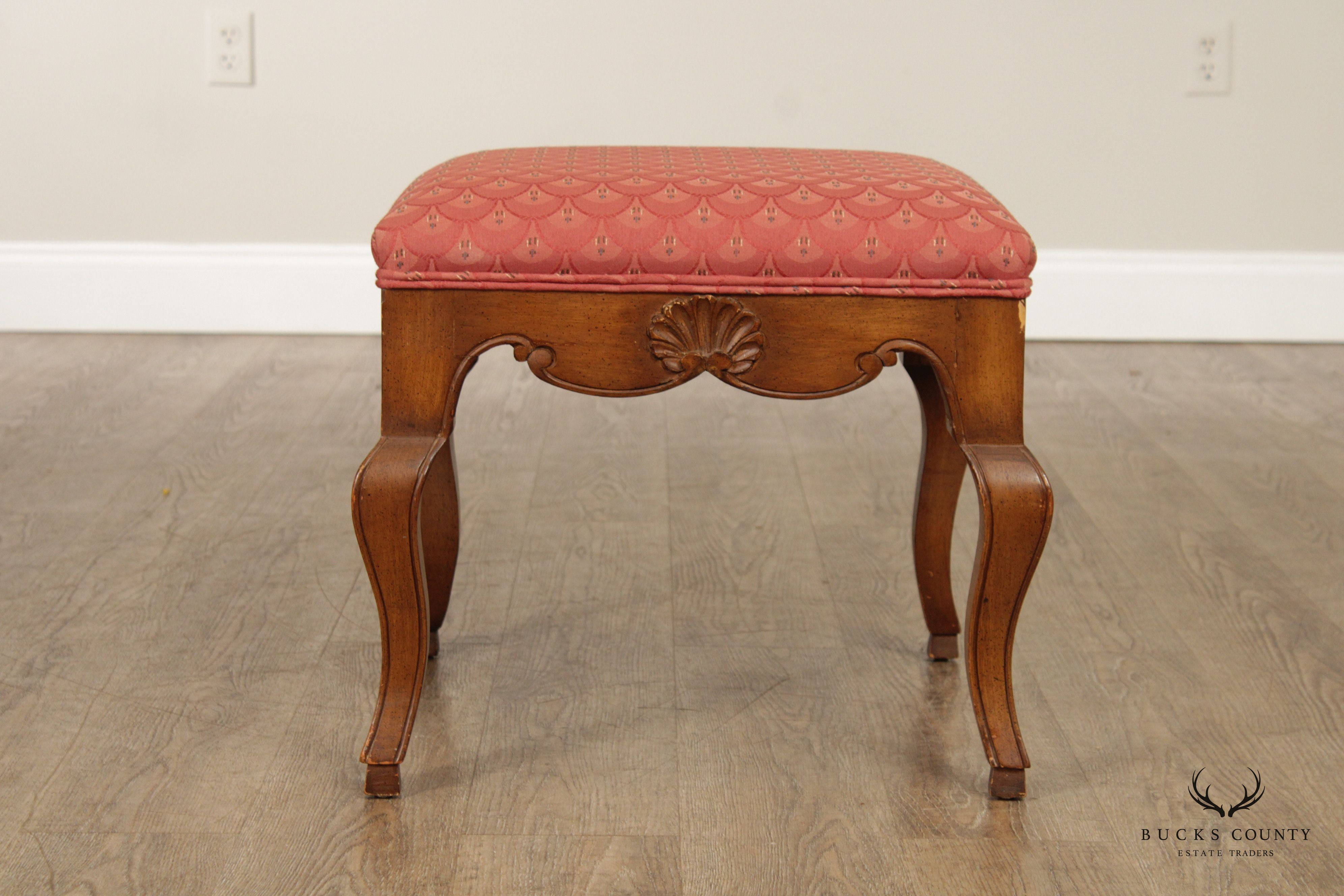 French Rococo Style Pair of Carved Stools