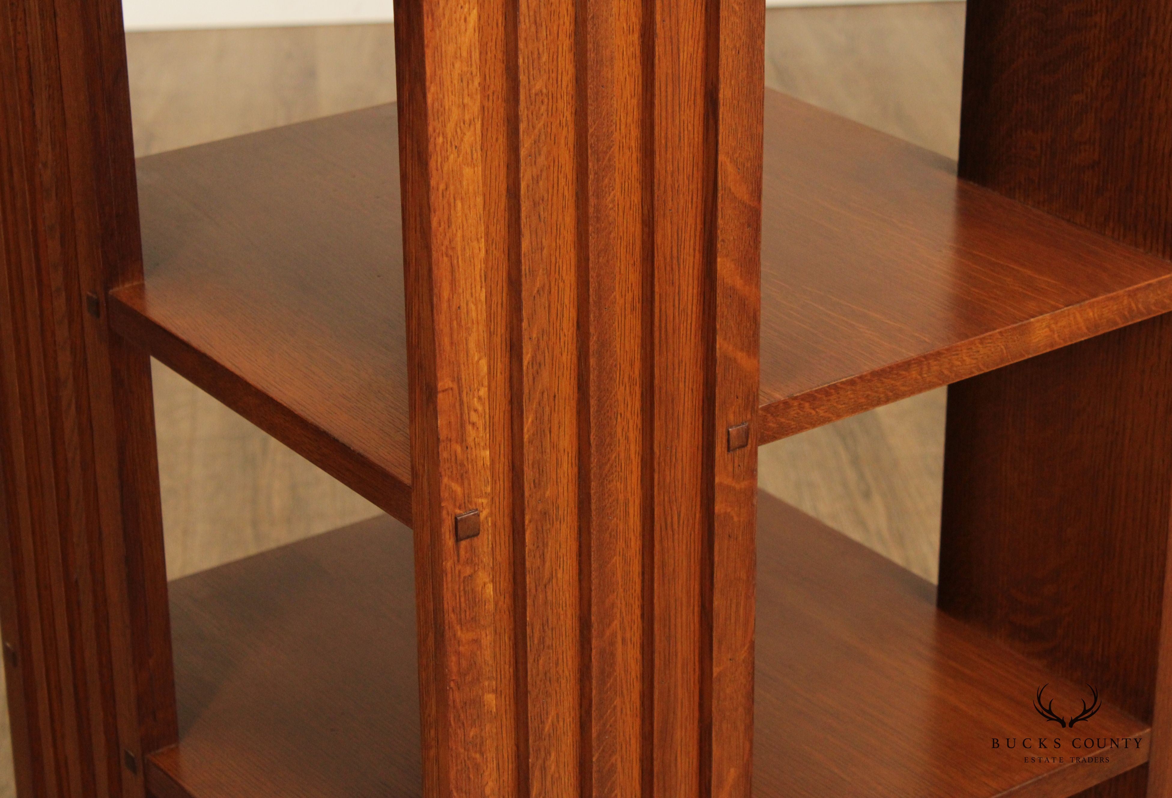 Mission Style Oak Revolving Three Tier Bookcase