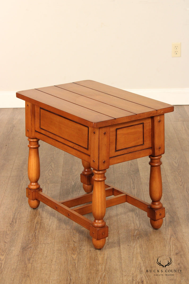 English Traditional Style Pine One-Drawer Side Table or Nightstand