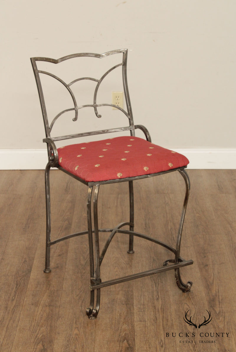 Quality Set of Three Wrought Iron Counter Stools