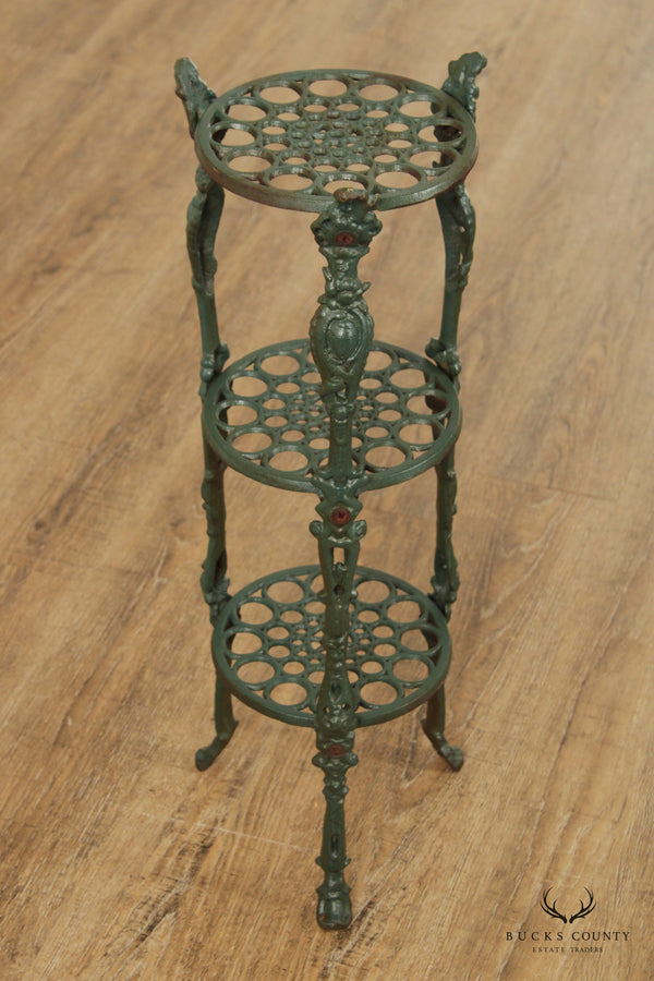 Victorian Style Cast Iron Three-Tier Plant Stand or Small Etagere