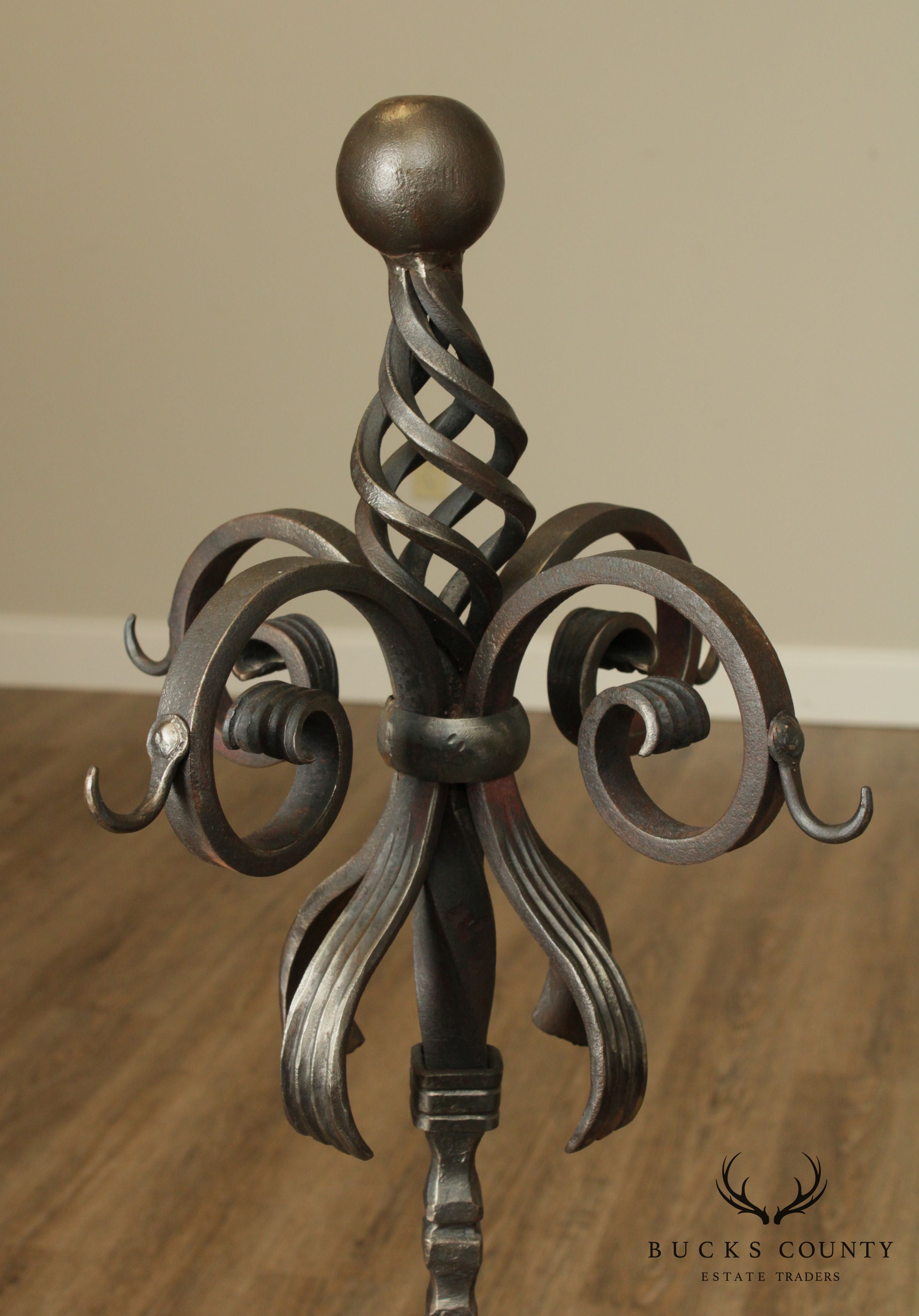 Hand Forged Custom Twisted Iron Set Fire Place Tools