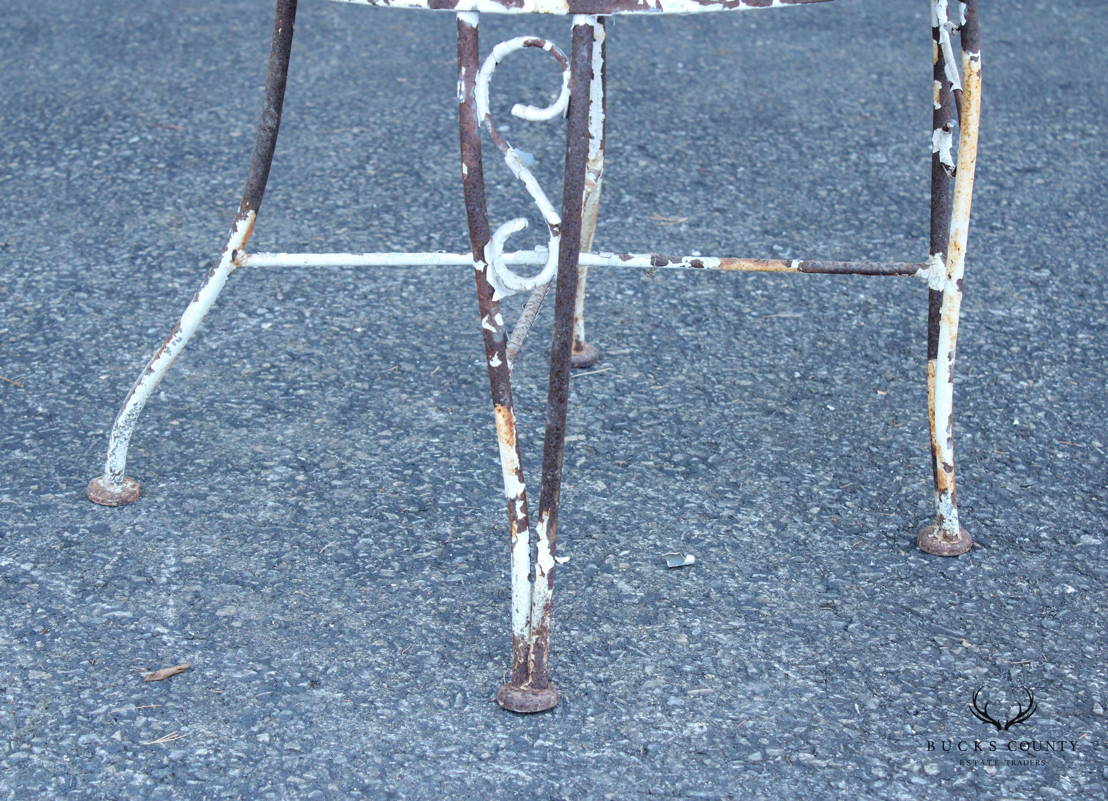 Mid Century Vintage Set of Four Wrought Iron Garden Chairs