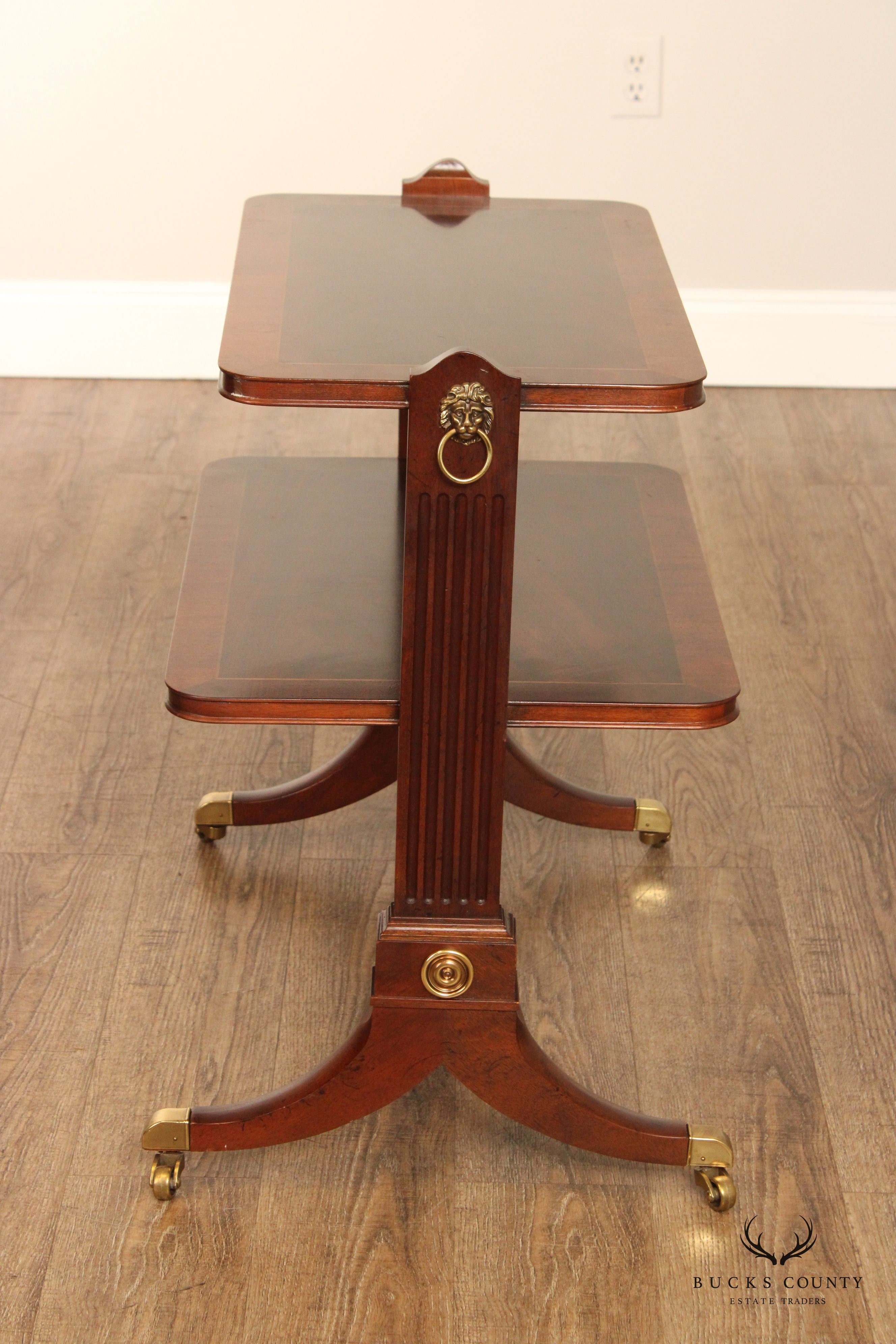 Baker Furniture English Regency Style Pair of Mahogany Side Tables