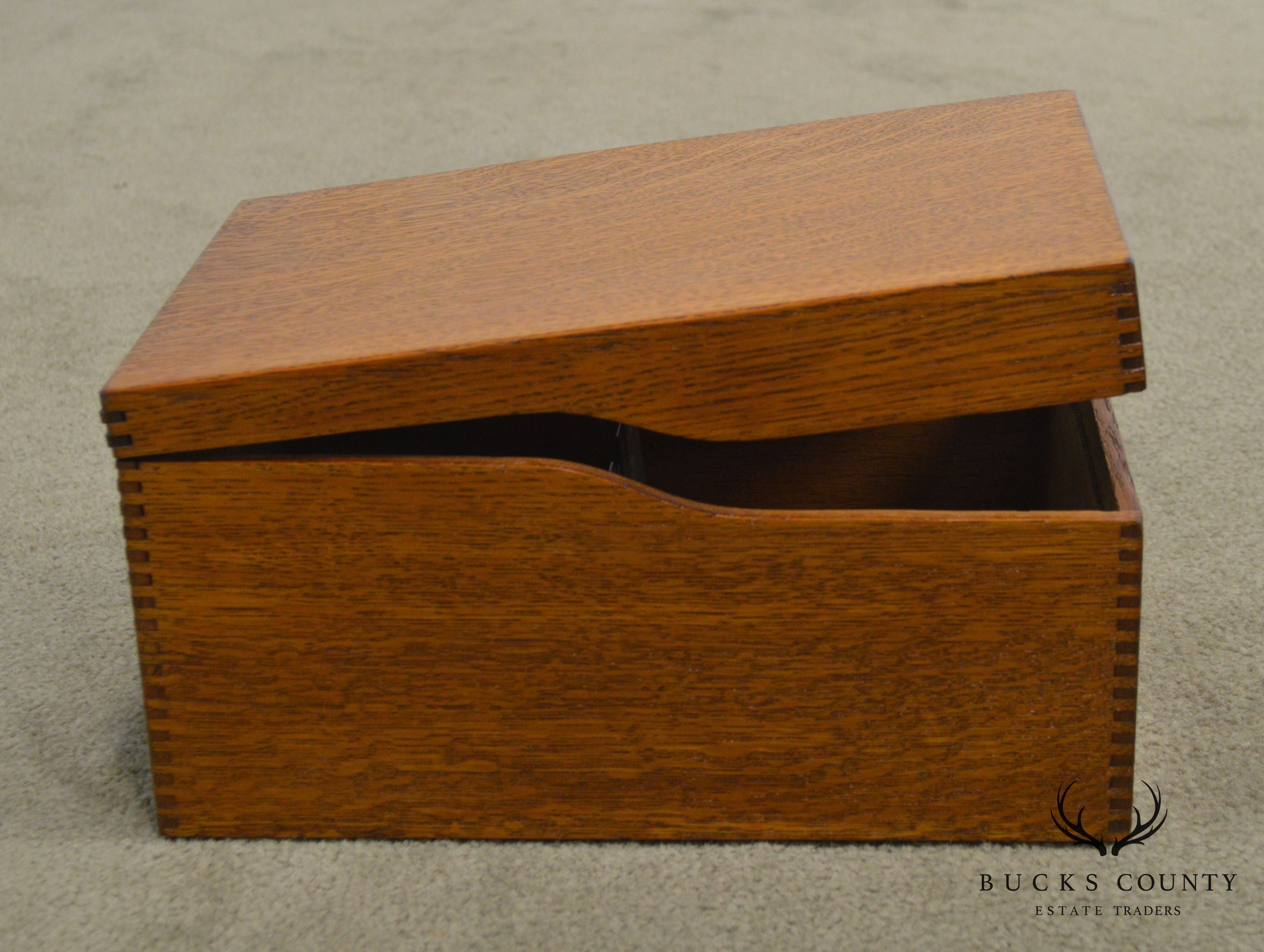 Antique Oak Desktop Library Card File Box