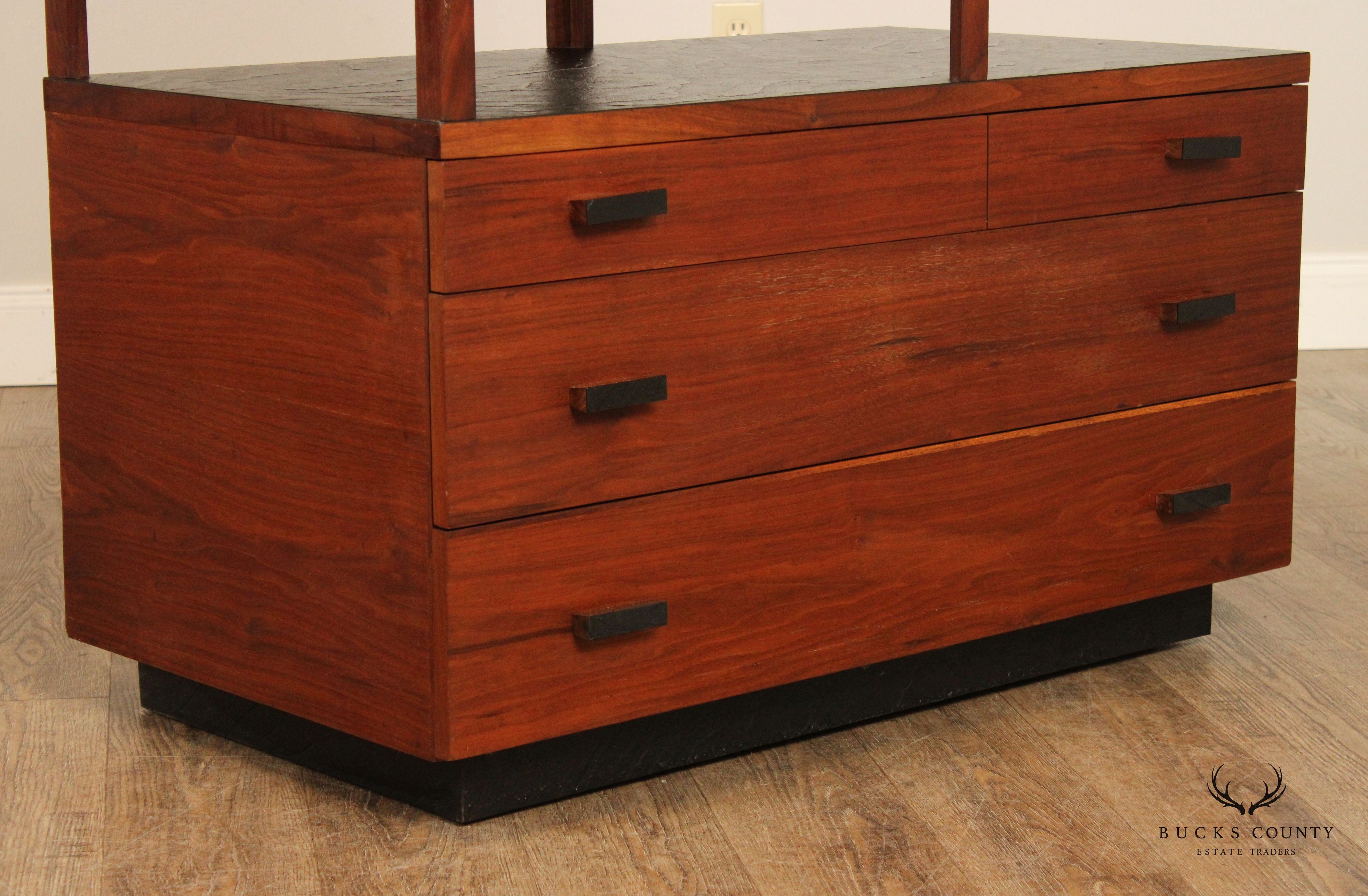 Mid Century Modern Walnut Pair of Cabinet Top Chests