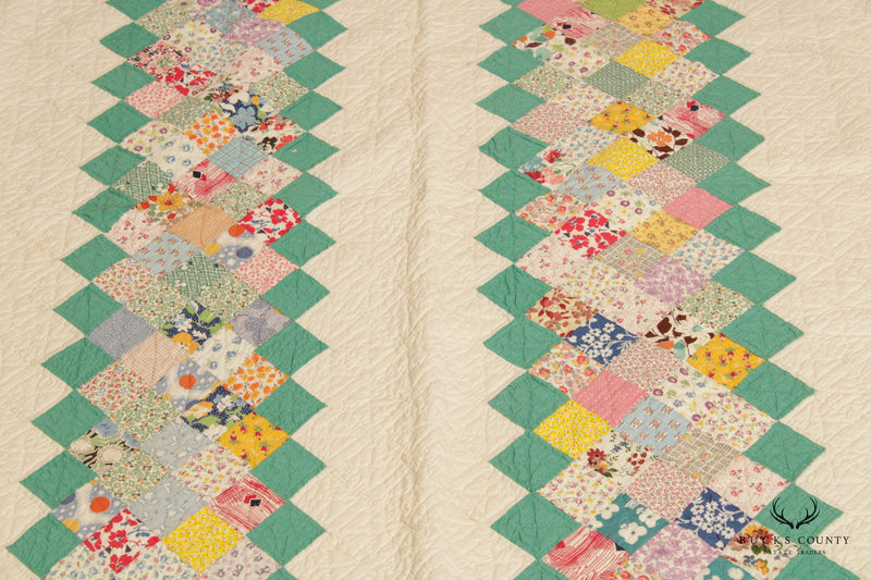 Mennonite or Amish Patchwork 'Sawtooth' Bars Quilt