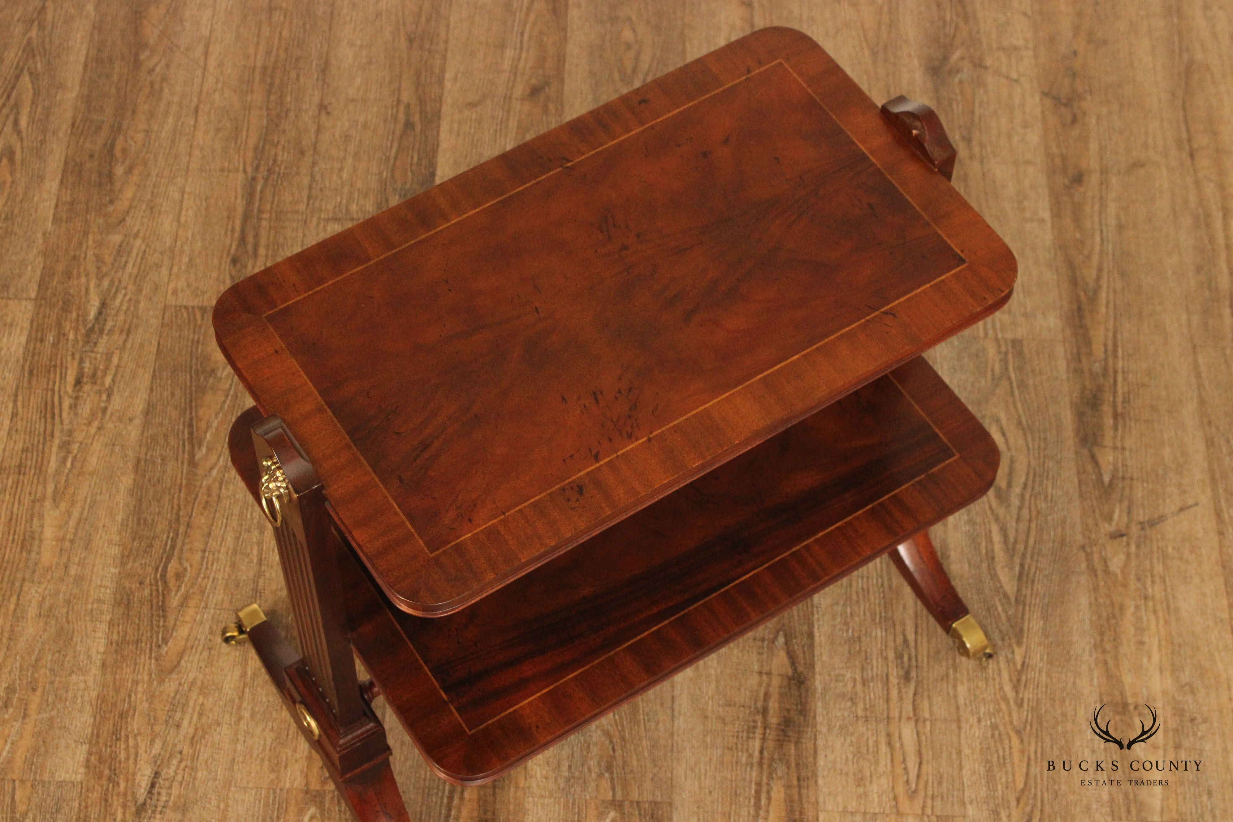 Baker Furniture English Regency Style Pair of Mahogany Side Tables