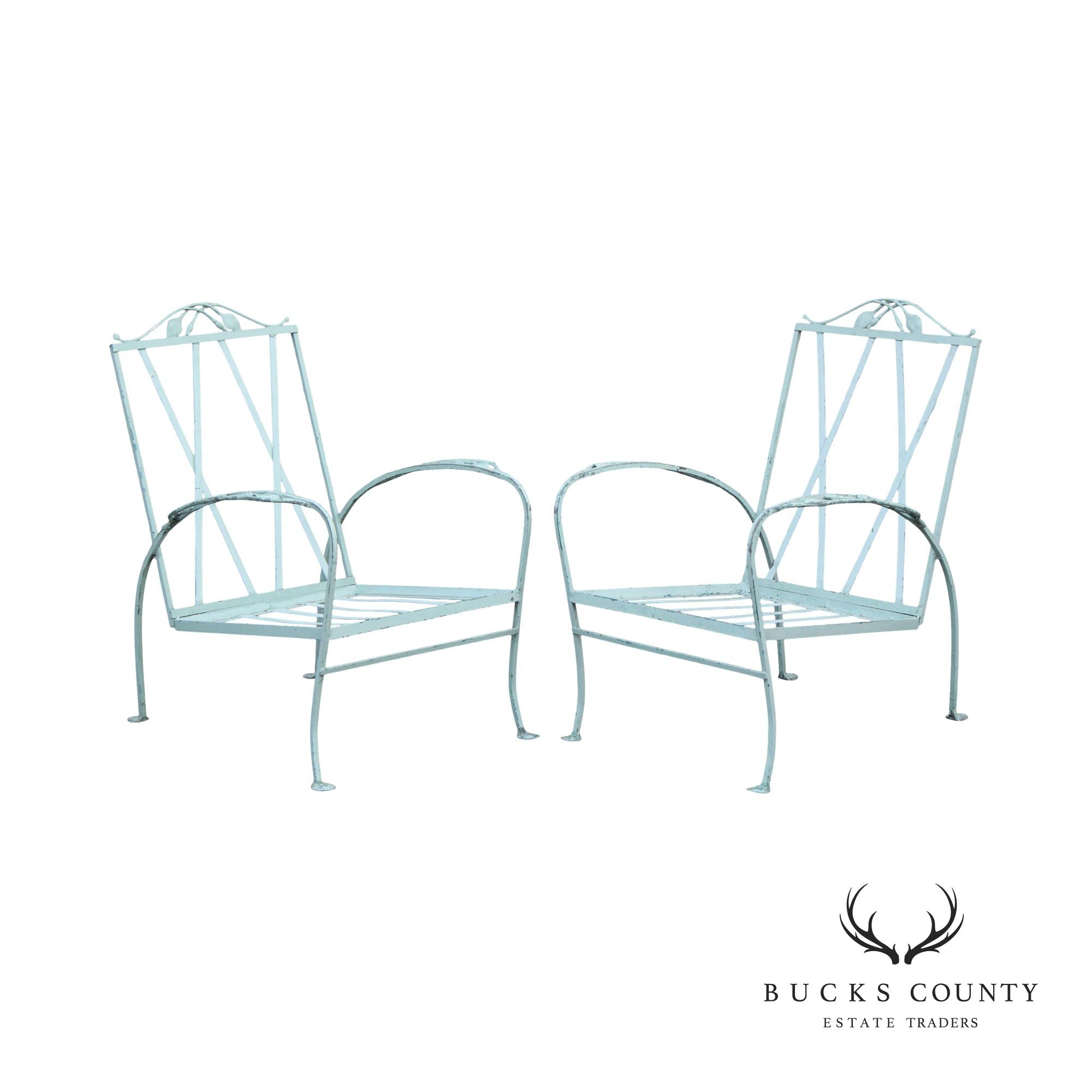 Salterini 'Mt. Vernon' Pair of Wrought Iron Outdoor Patio Chairs