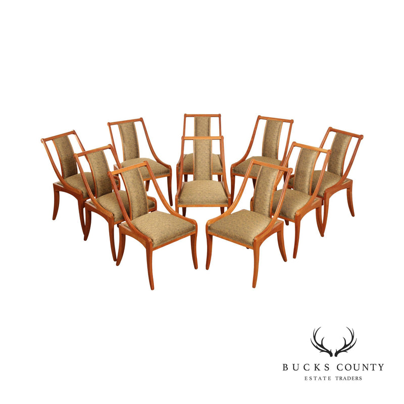 Custom Quality Set Of Ten Klismos Style Cherry Dining Chairs