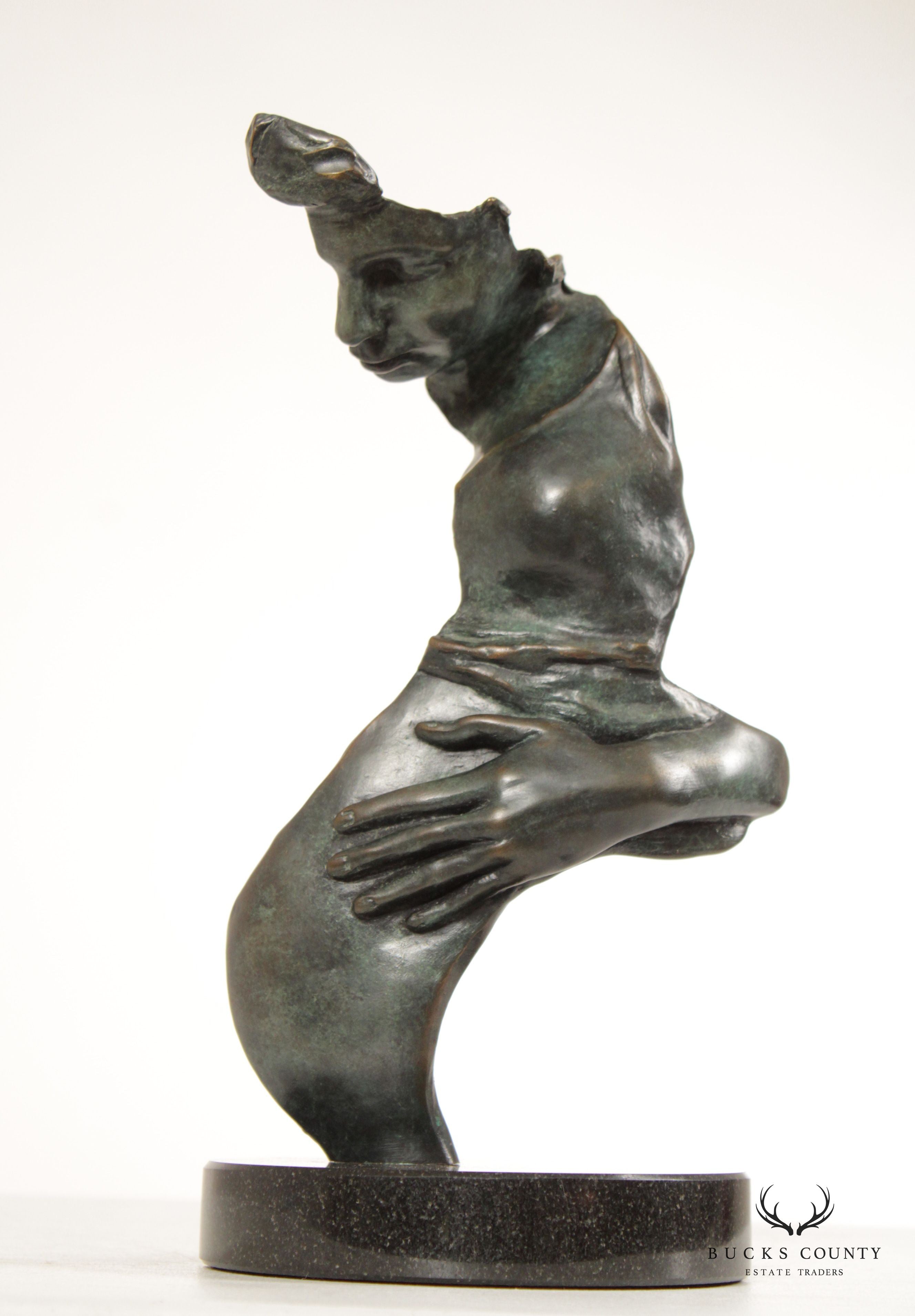 BRONZE CONTEMPORARY SCULPTURE OF MOTHER, SIGNED