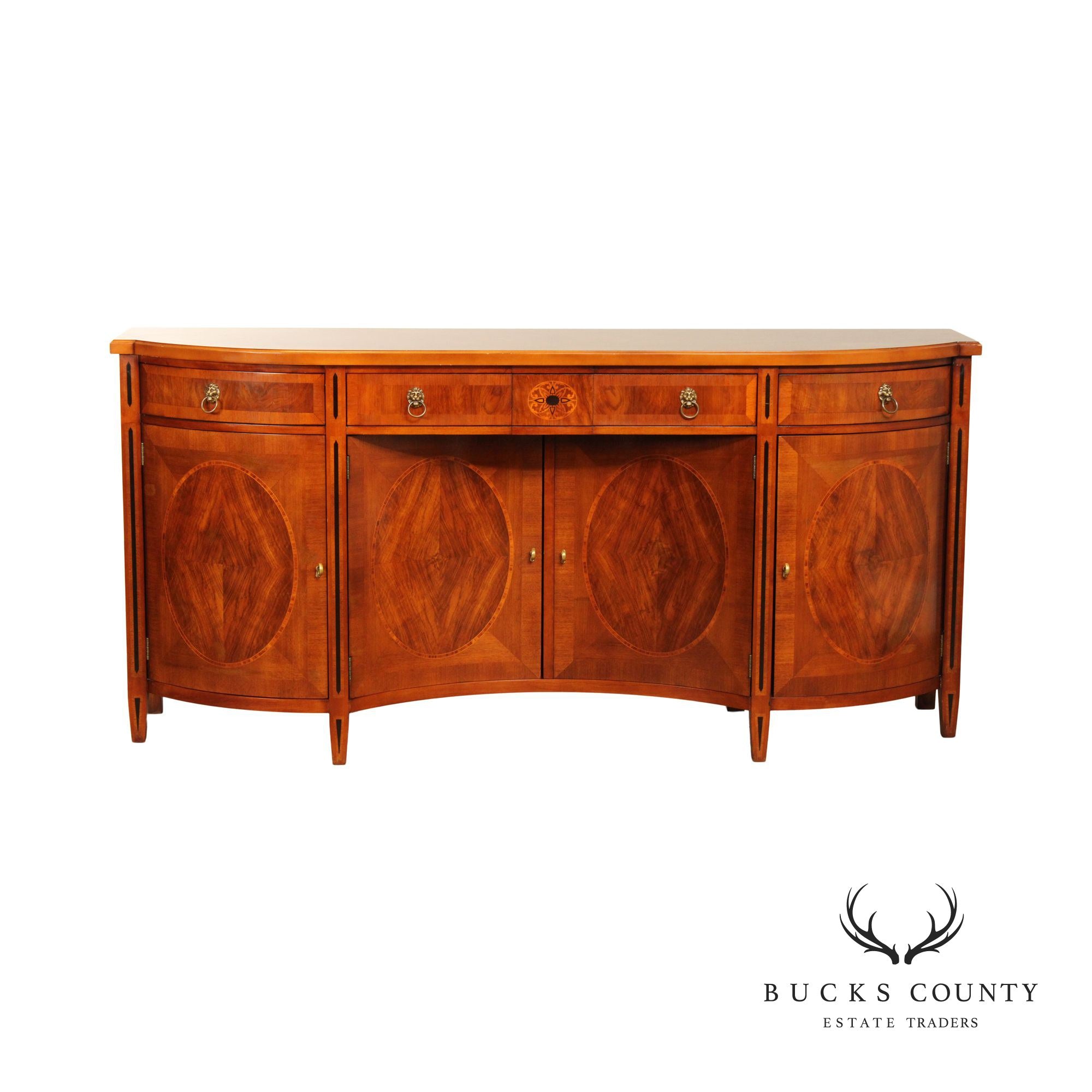 John Widdicomb Neoclassical Style Burled Walnut Credenza